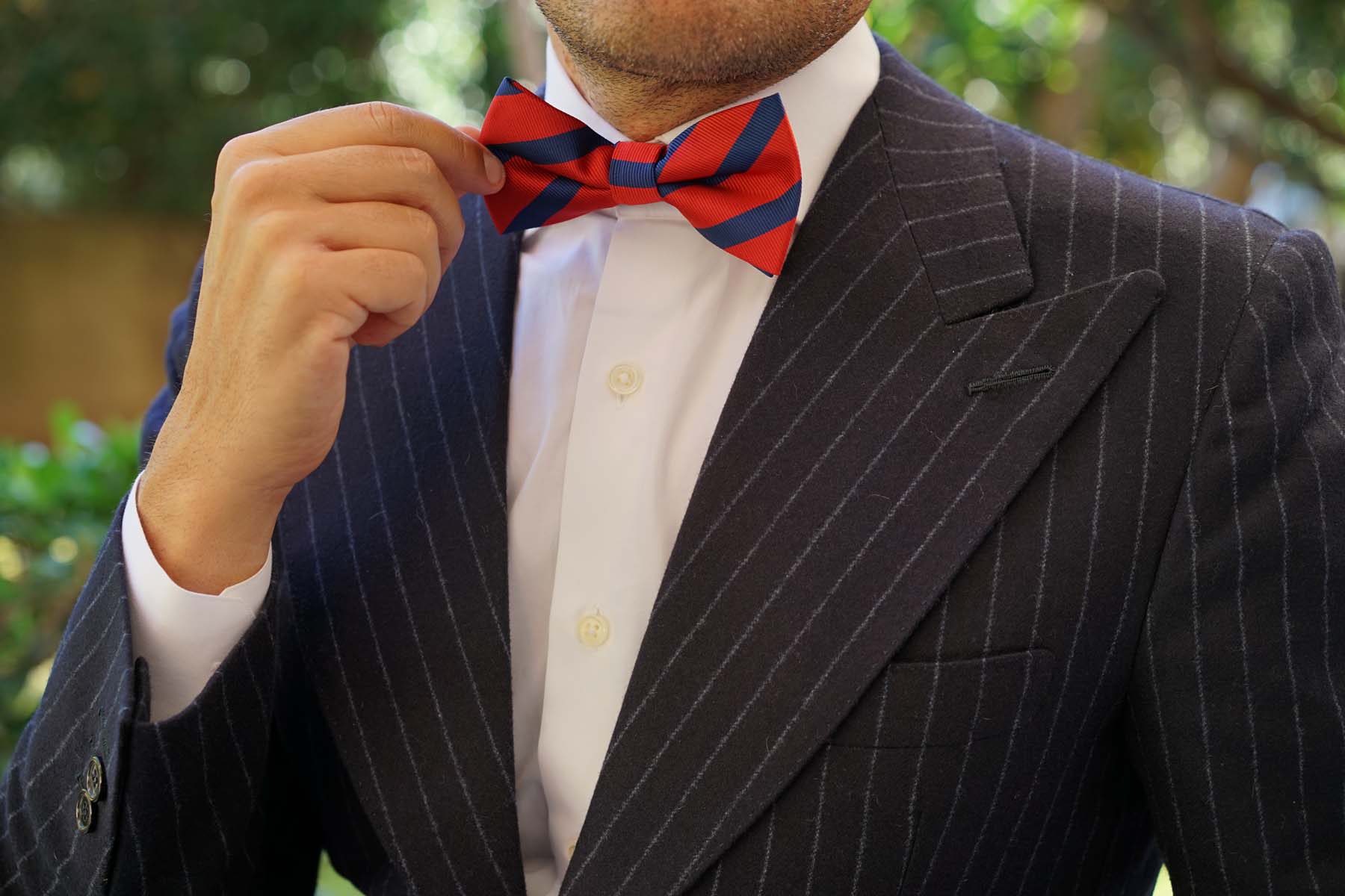 Red and Navy Blue Diagonal - Bow Tie - Image 6