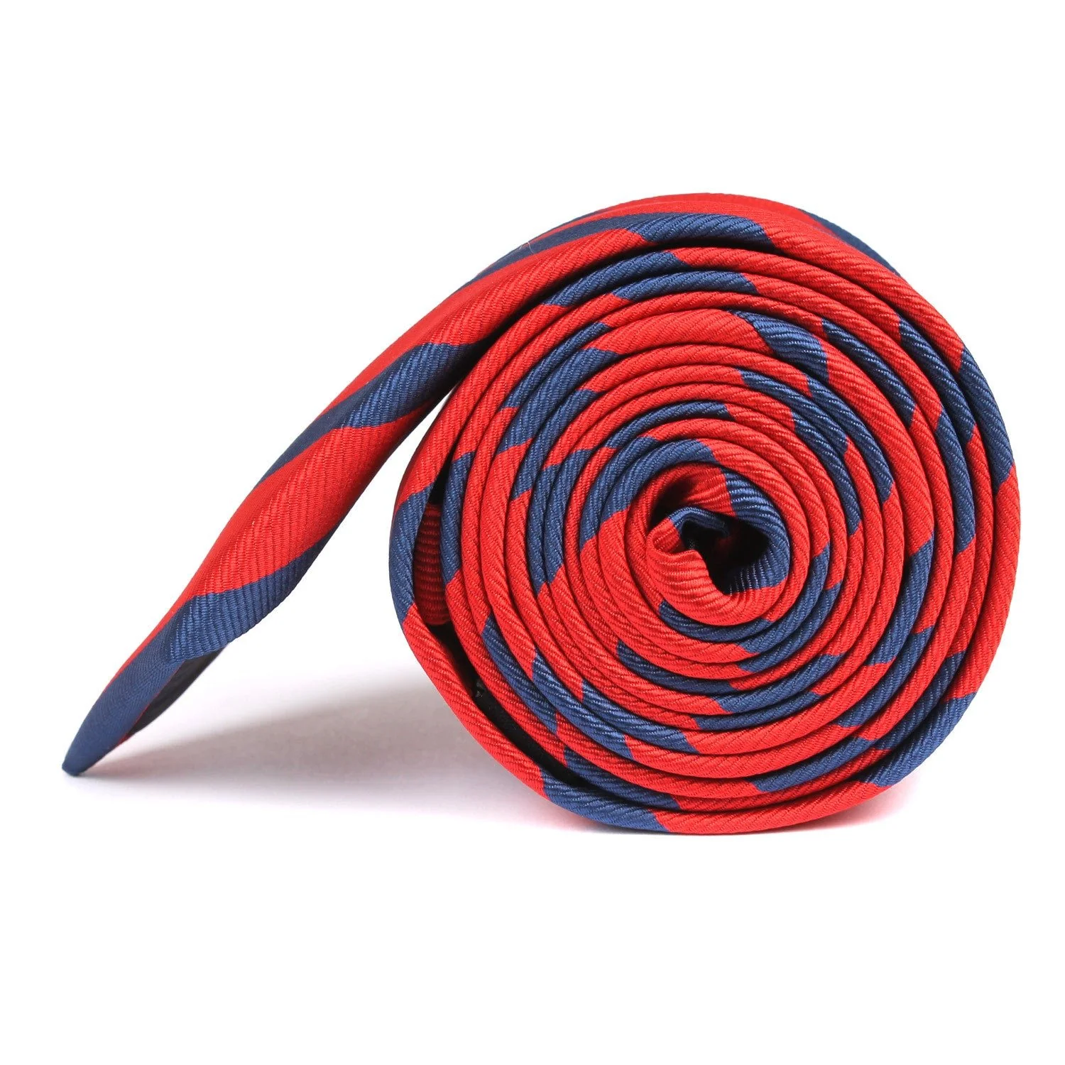 Red and Navy Blue Diagonal - Skinny Tie - Image 3