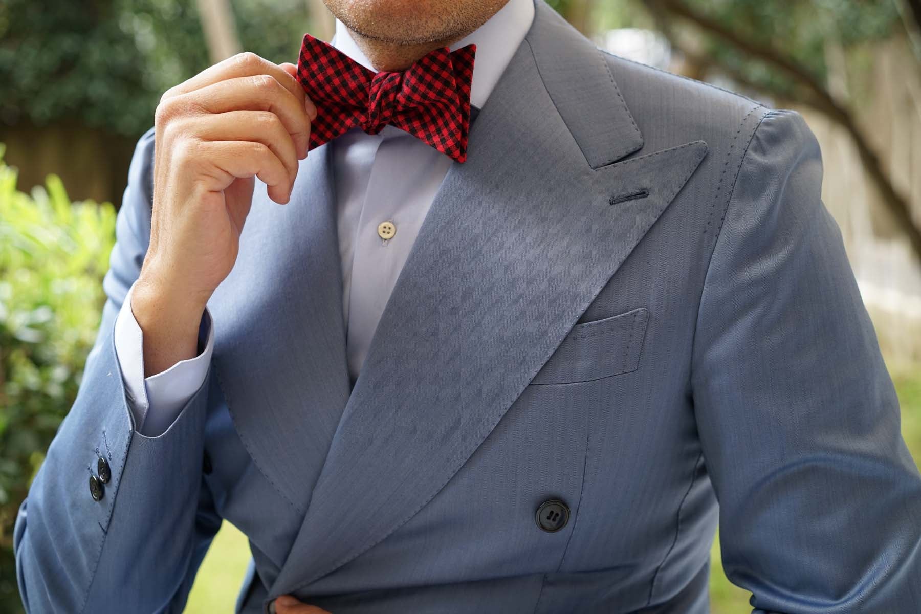 Red Belfast Gingham Self Bow Tie - Image 7