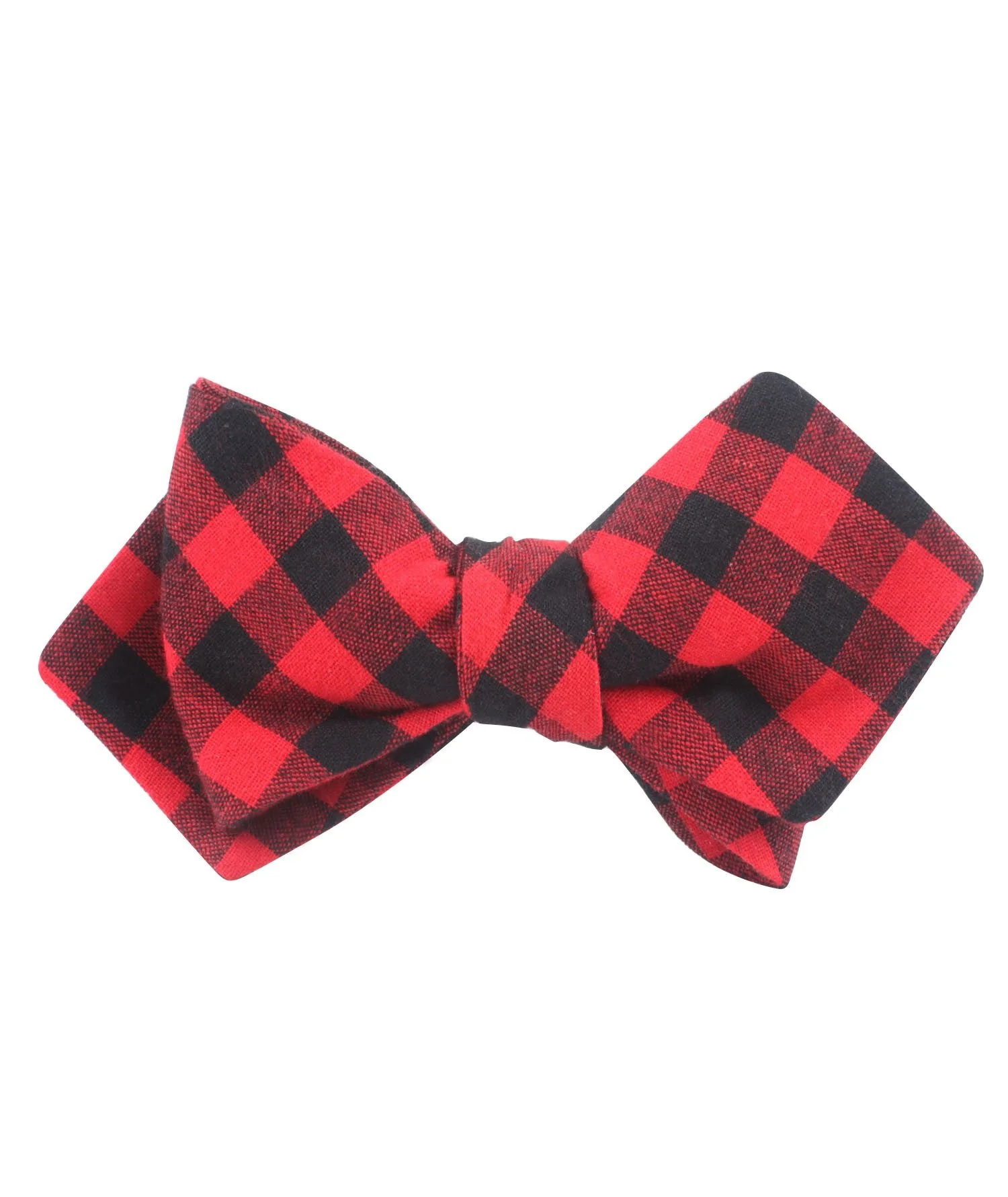 Red & Black Gingham Diamond Self Bow Tie - Image 2