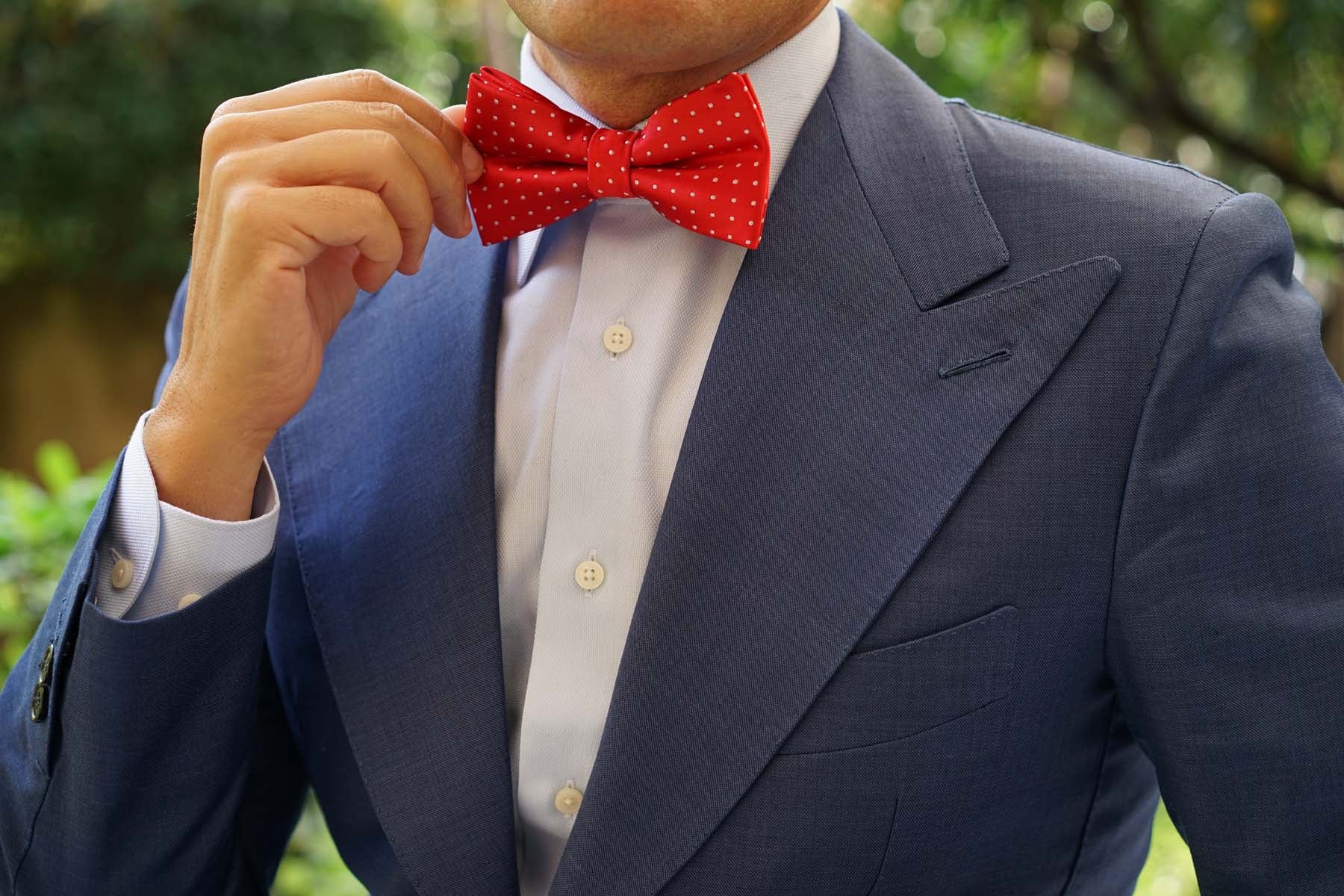 Red Bow Tie with White Polka Dots - Image 5