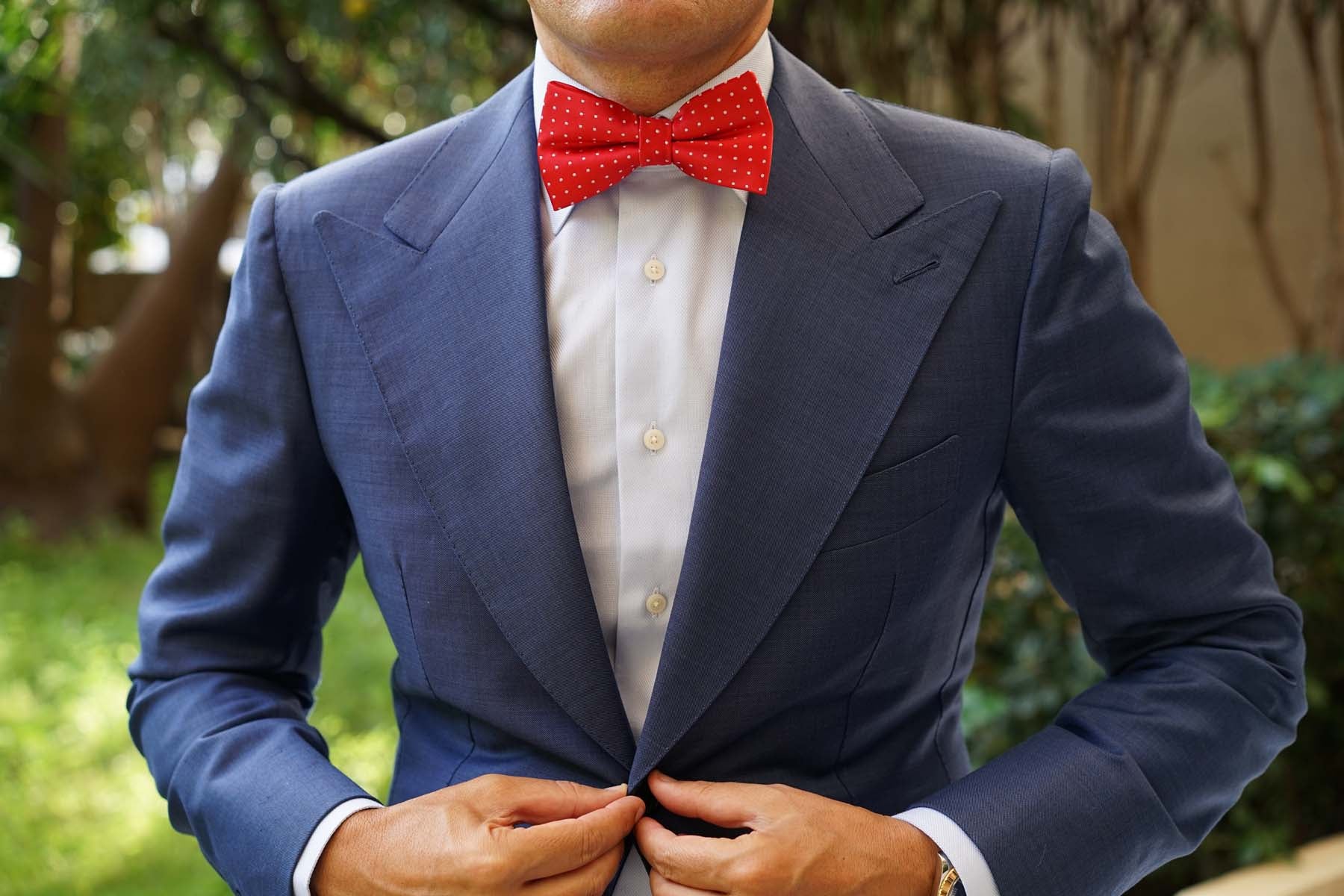Red Bow Tie with White Polka Dots - Image 6