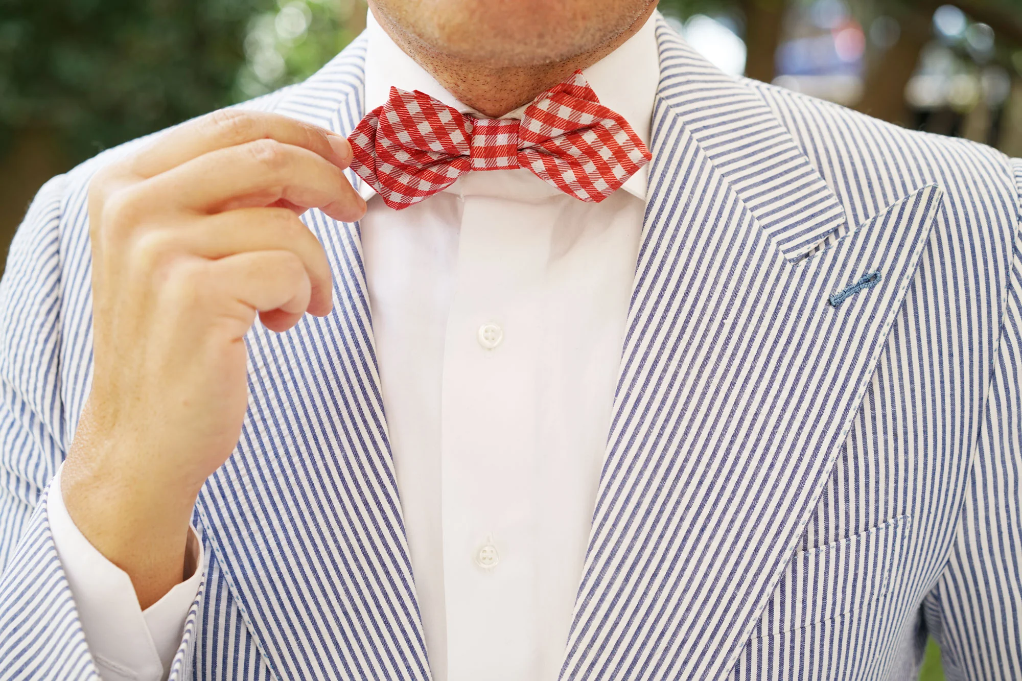 Red Gingham Diamond Bow Tie - Image 8