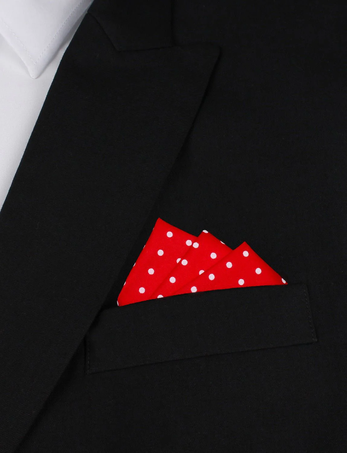 Red with White Polka Dots Cotton Pocket Square - Image 3