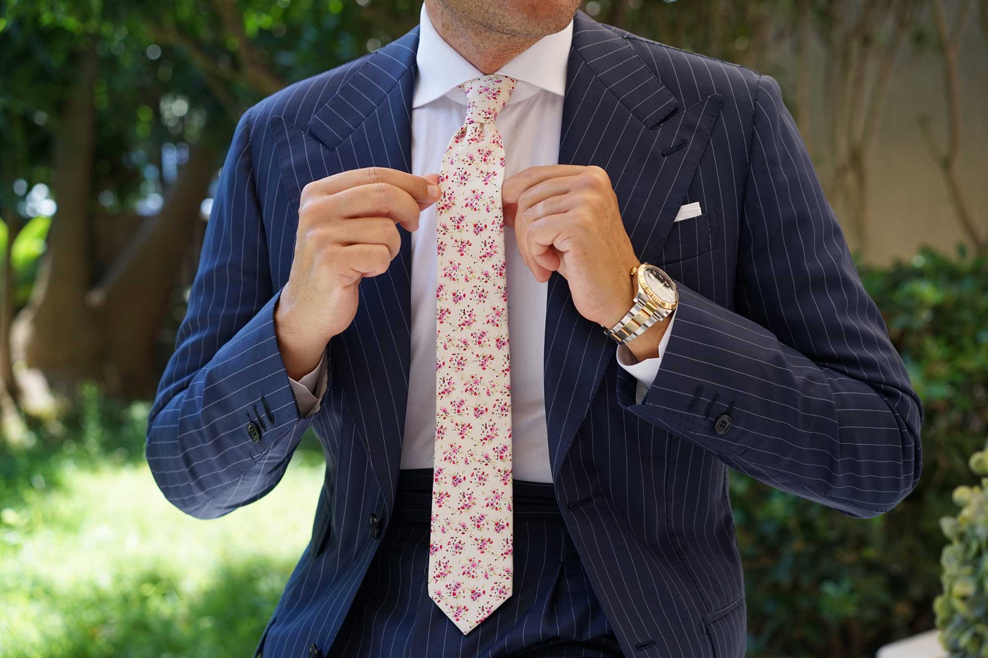 Río Pink Rose Floral Skinny Tie - Image 4
