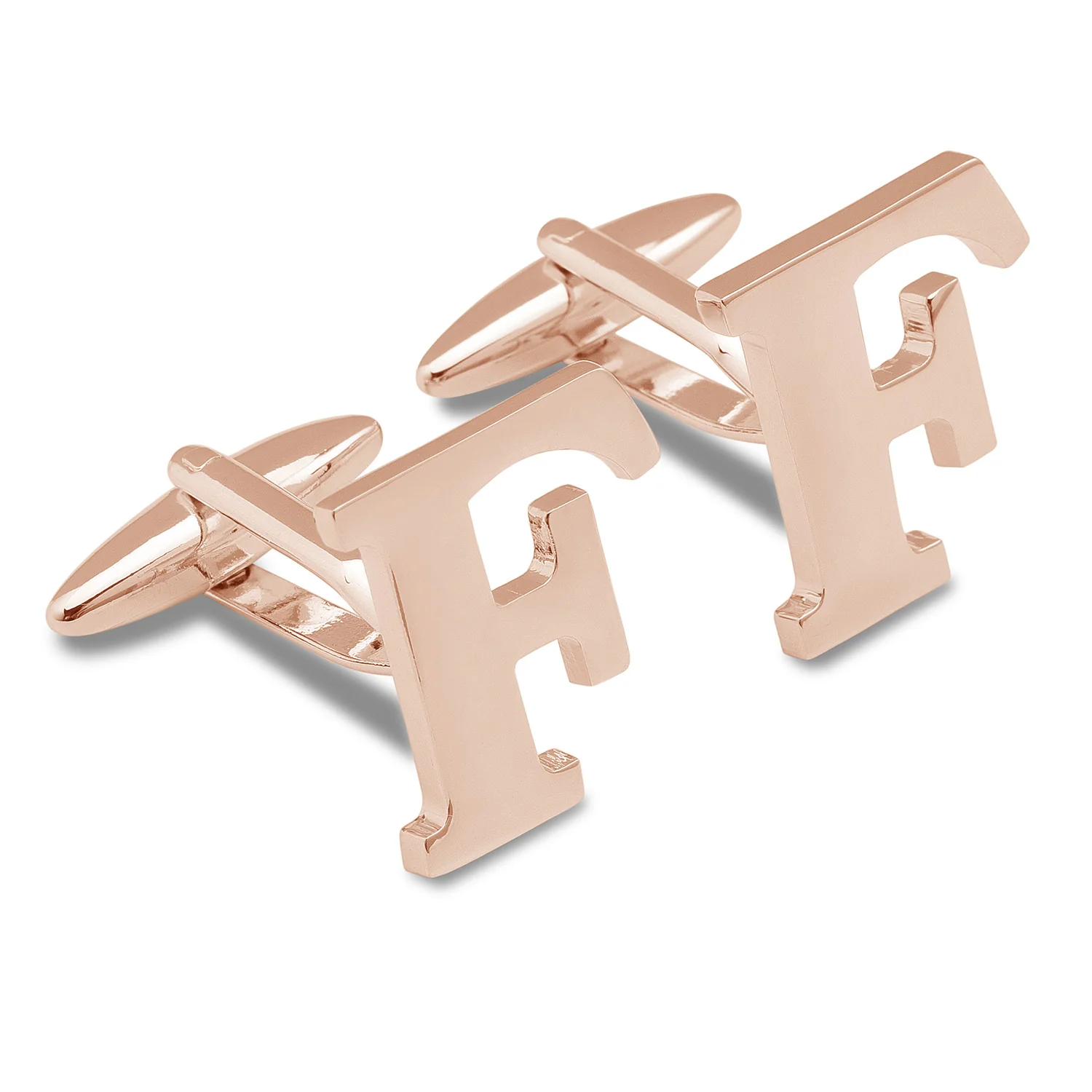 Rose Gold Letter F Cufflinks - Image 2