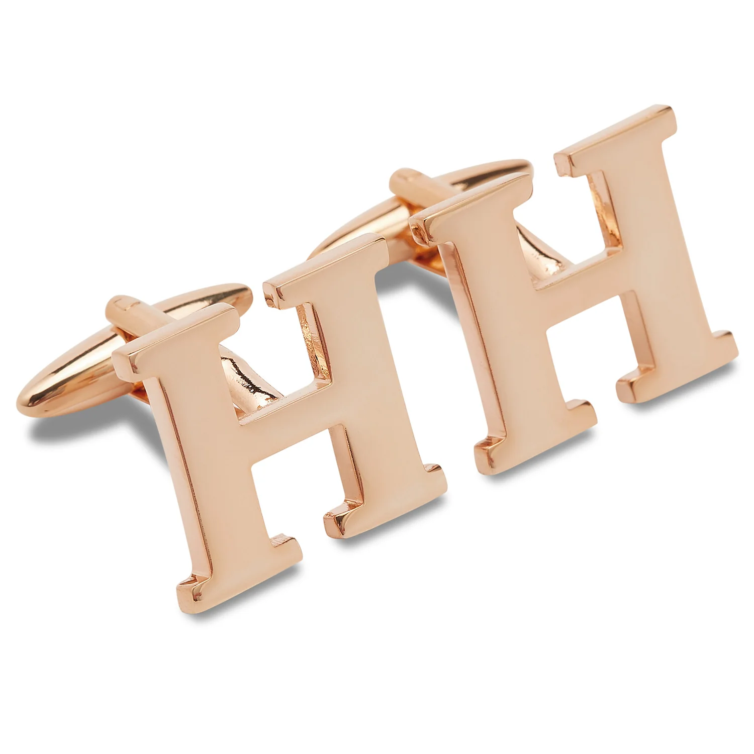 Rose Gold Letter H Cufflinks - Image 2