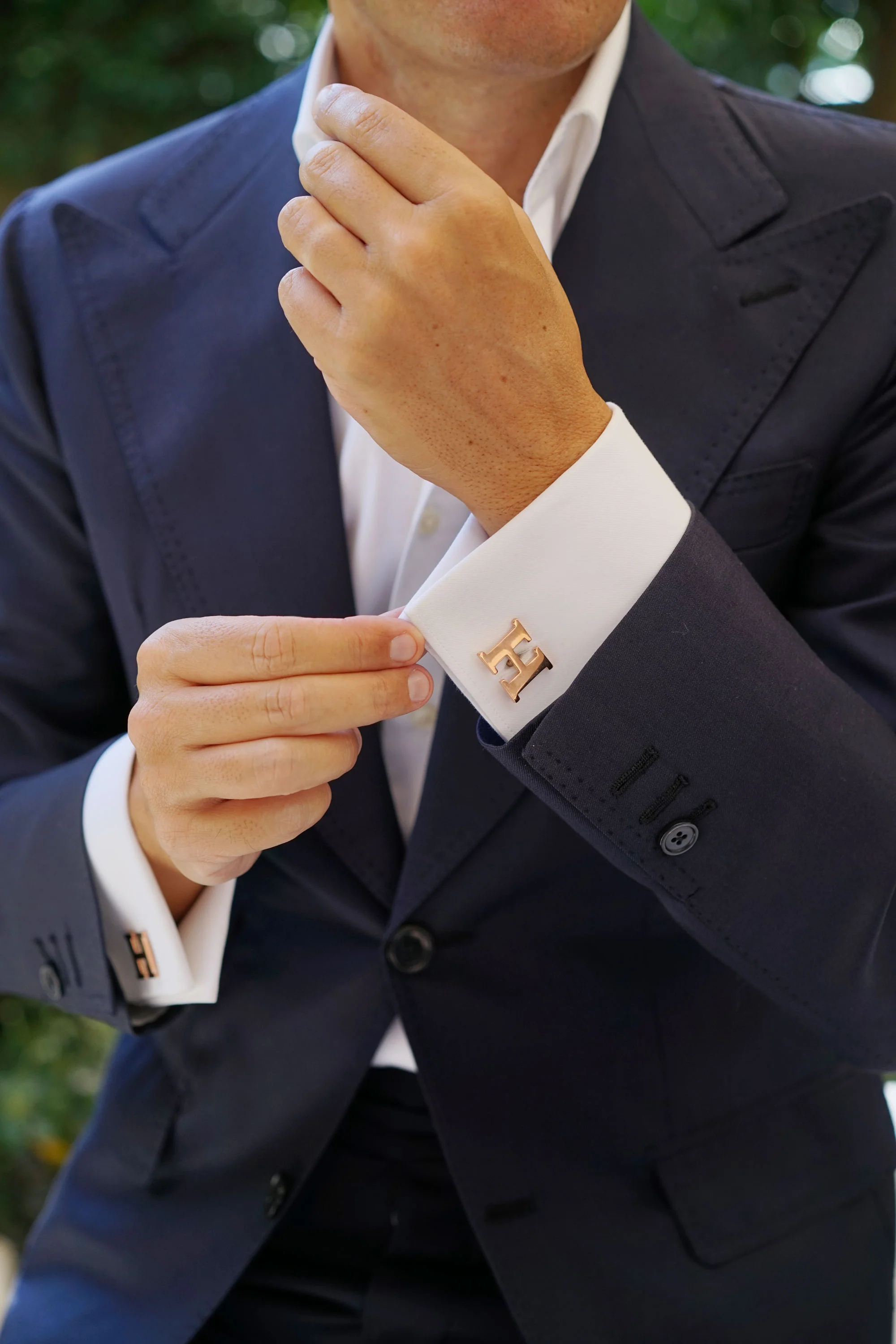 Rose Gold Letter H Cufflinks - Image 5