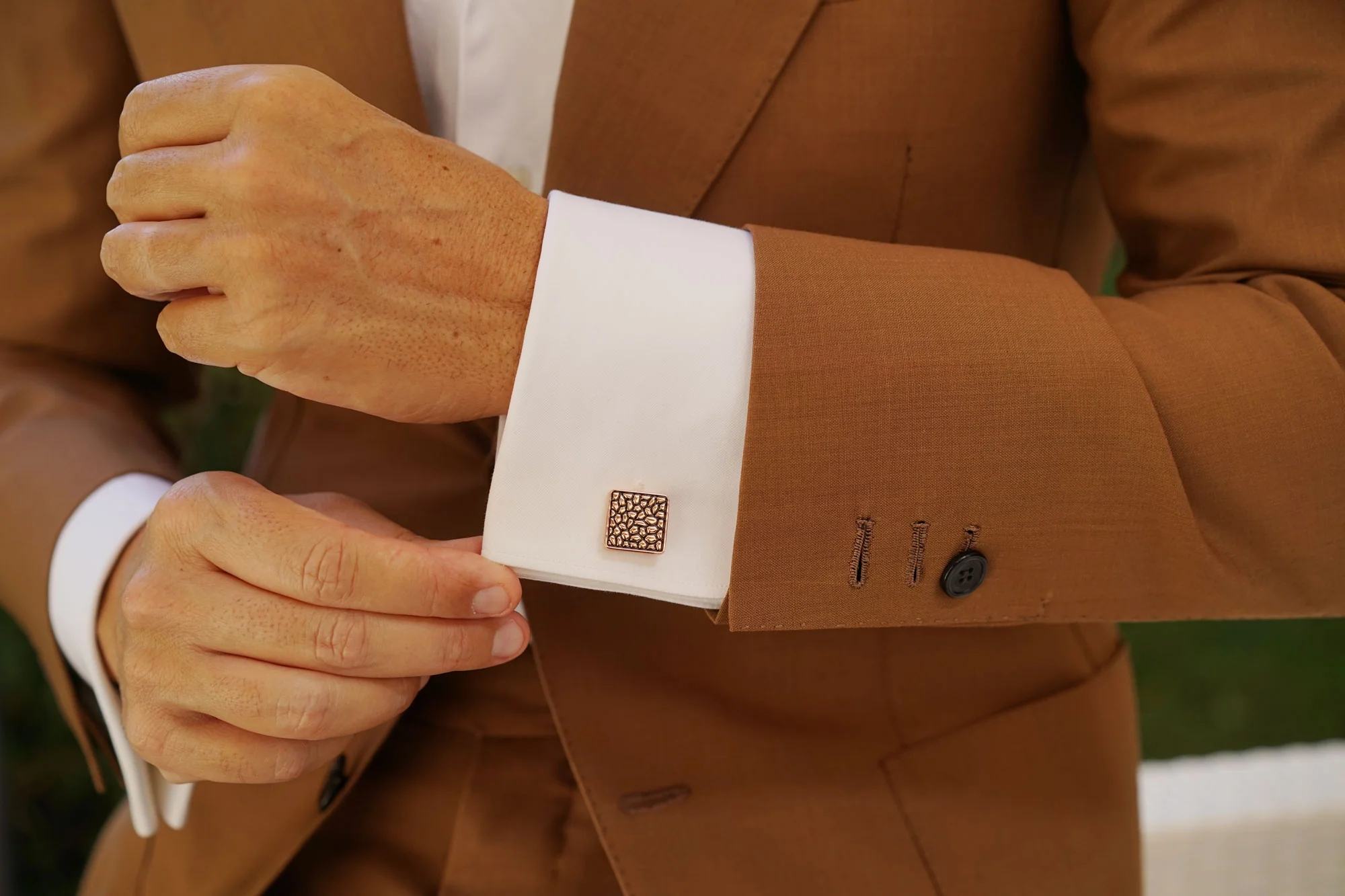 Rose Gold Pebble Cufflinks - Image 6