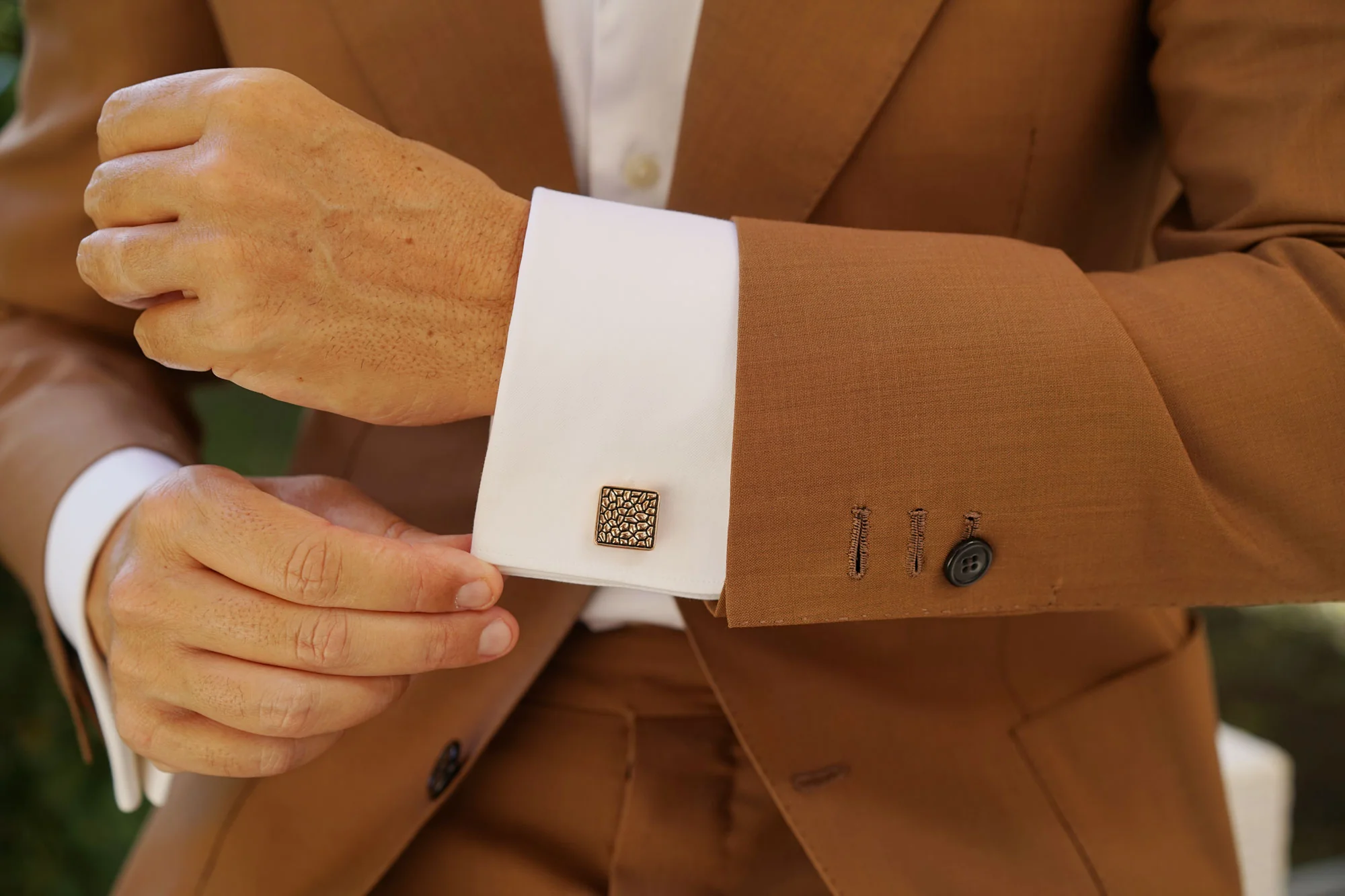 Rose Gold Pebble Cufflinks - Image 7