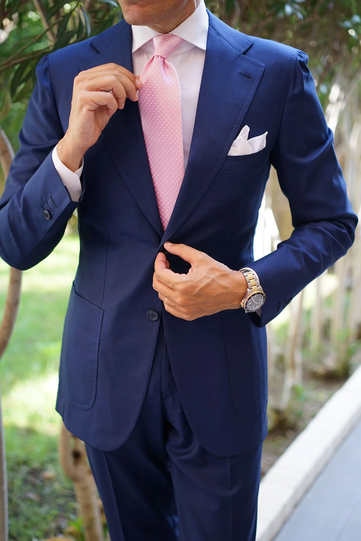 Rose Pink Mini Polka Dots Necktie - Image 5