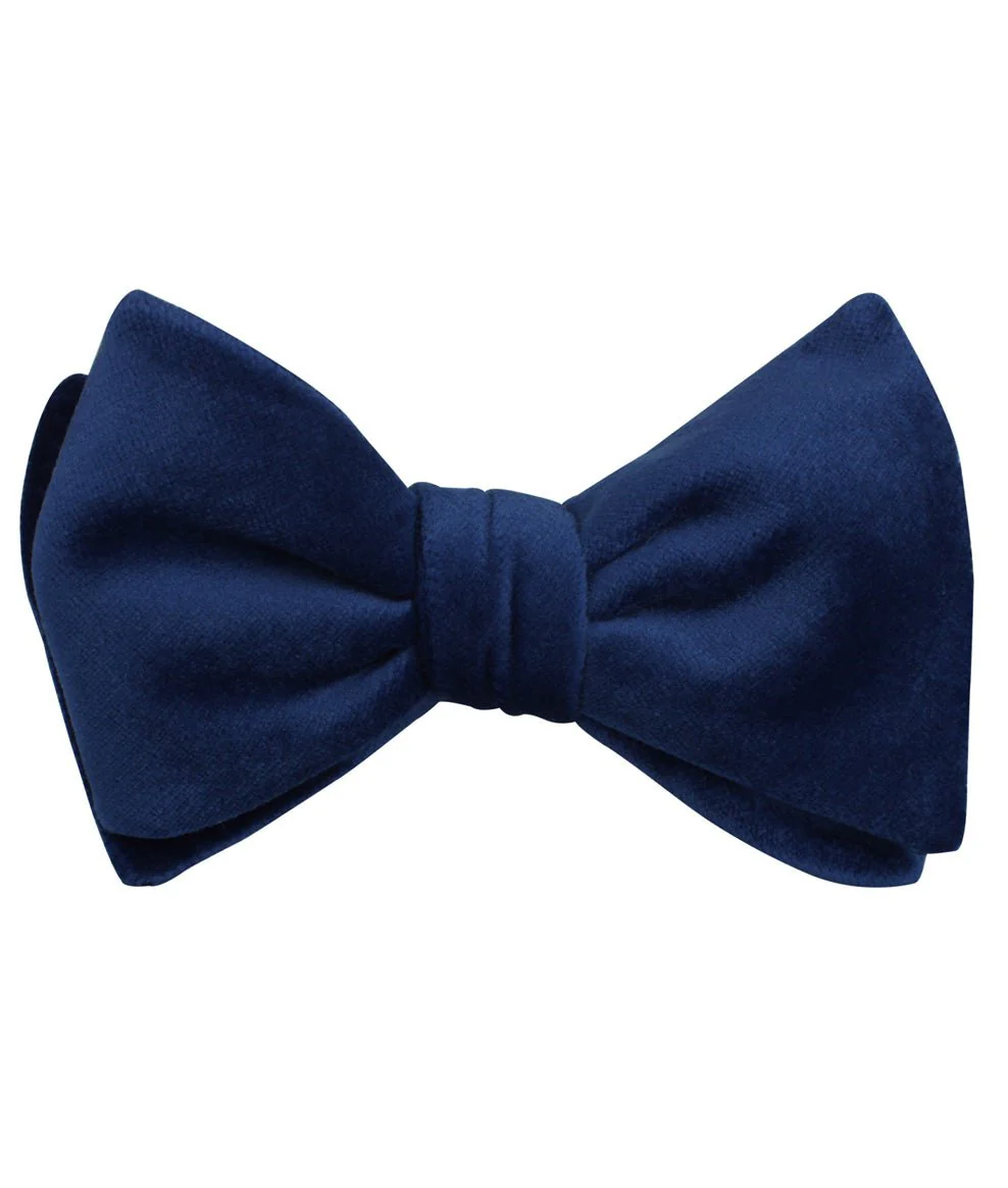 Royal Blue Velvet Self Bow Tie - Image 2