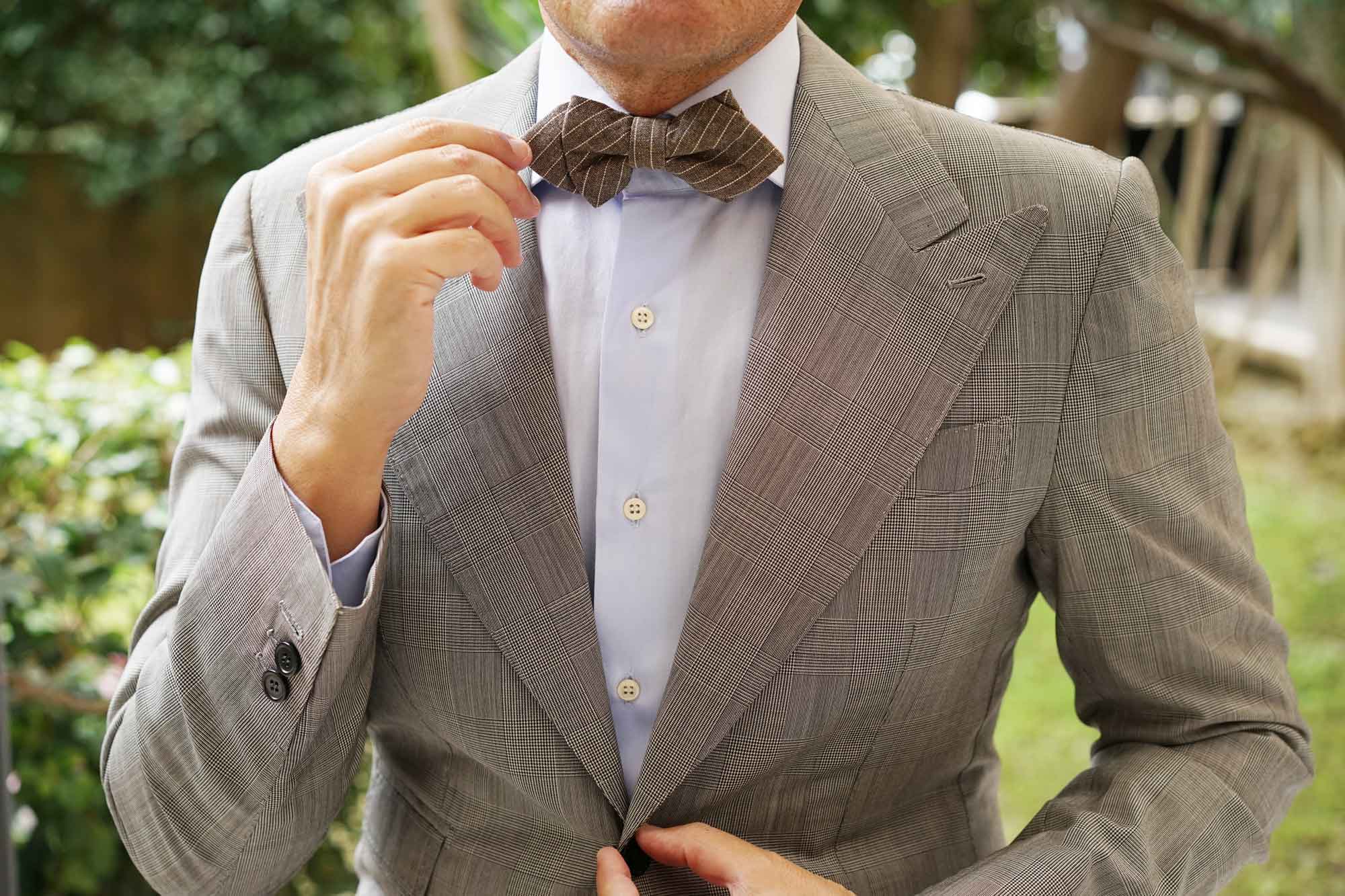 Sandman Linen Pinstripe Diamond Bow Tie - Image 7