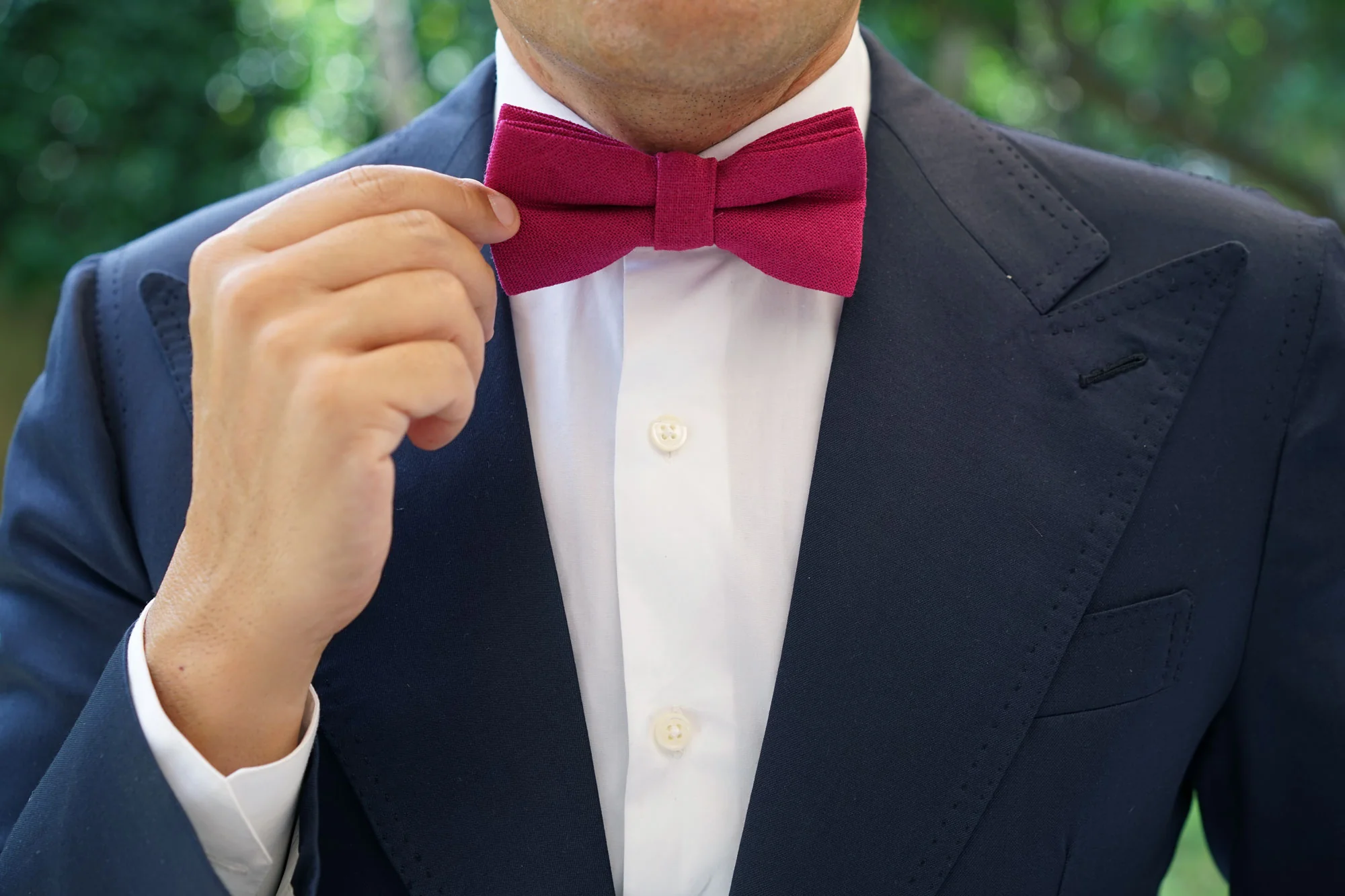 Sangria Slub Linen Bow Tie - Image 6