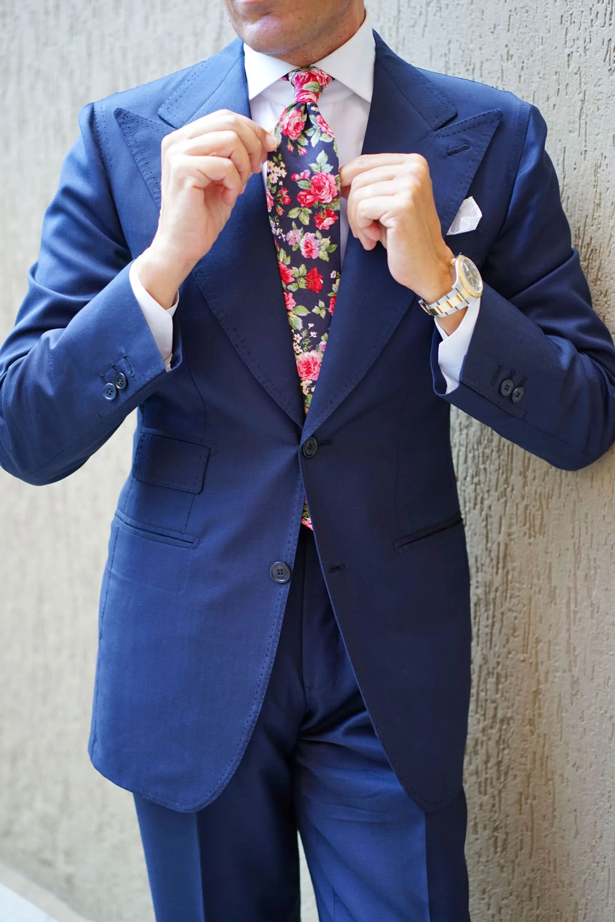 Santorini Pink Roses Necktie - Image 11