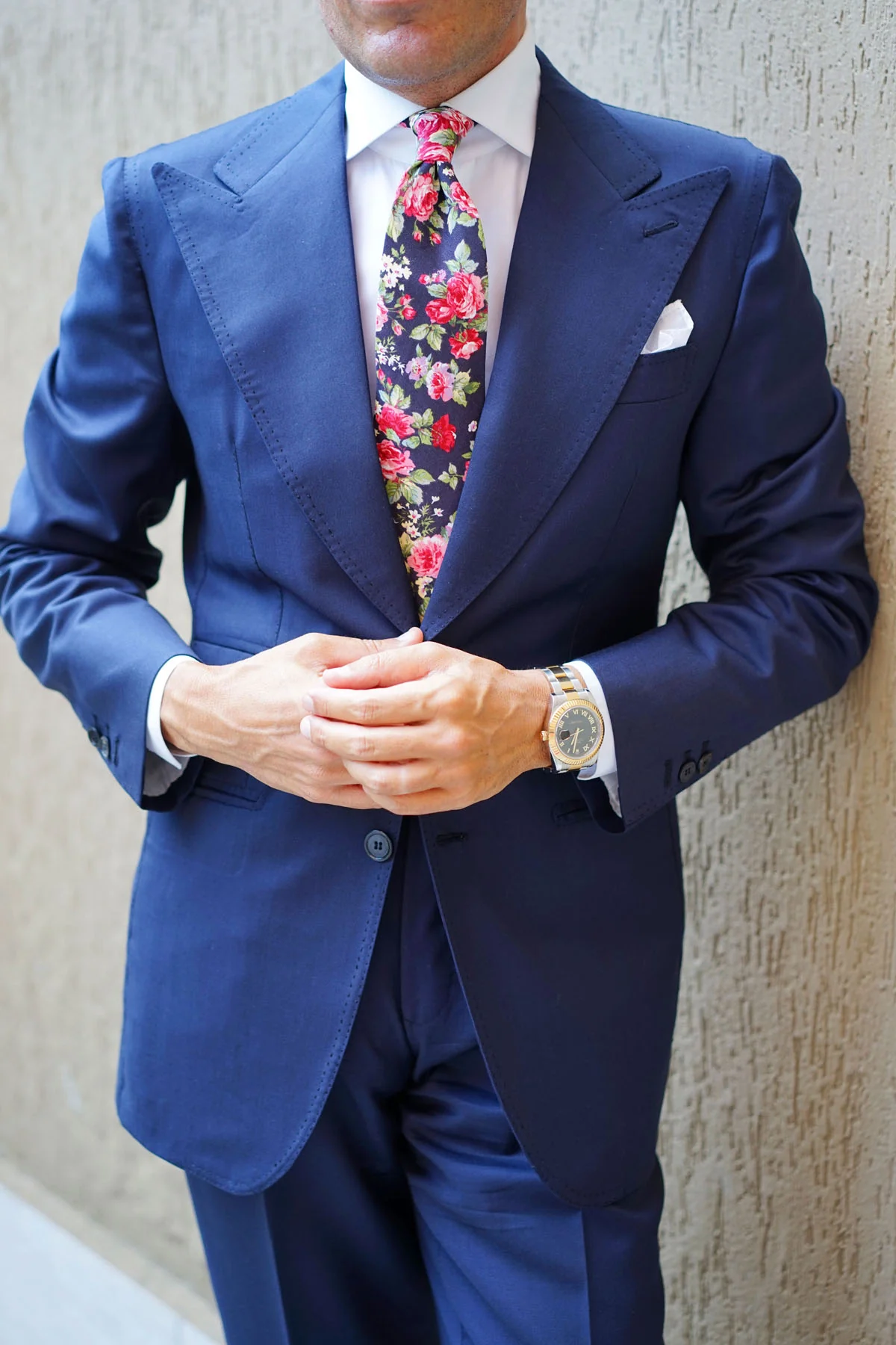 Santorini Pink Roses Necktie - Image 14