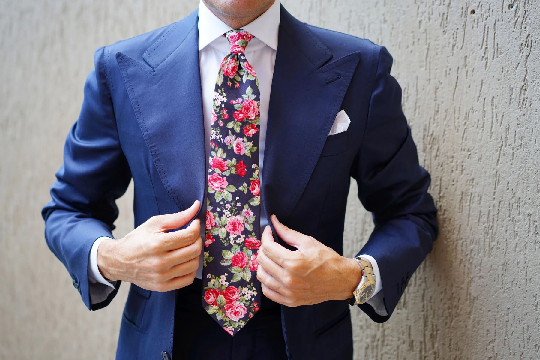 Santorini Pink Roses Necktie - Image 8