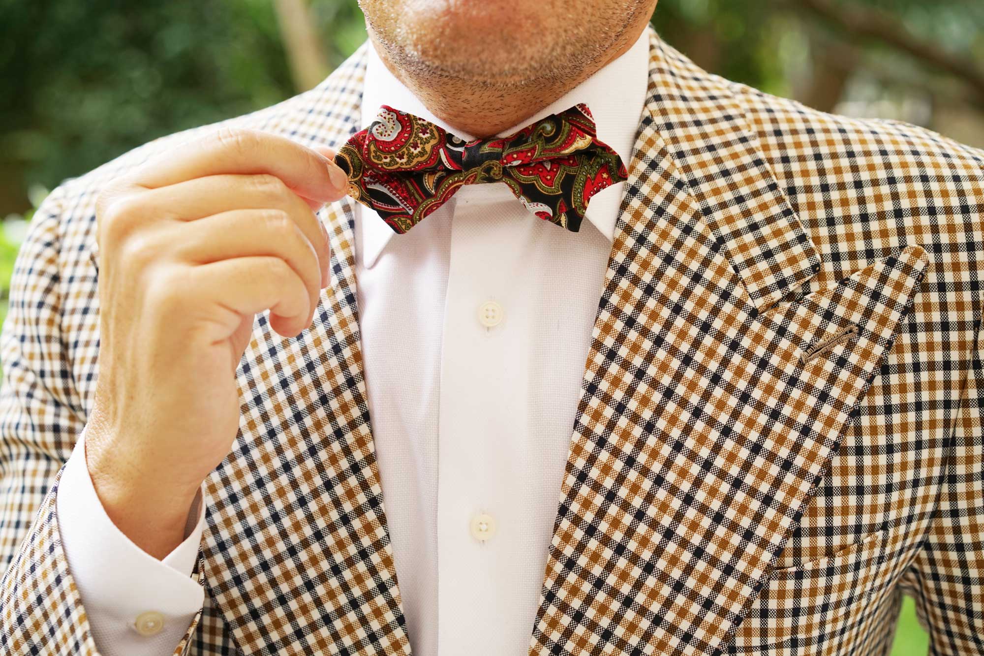 Sao Paulo Paisley Red Diamond Bow Tie - Image 8