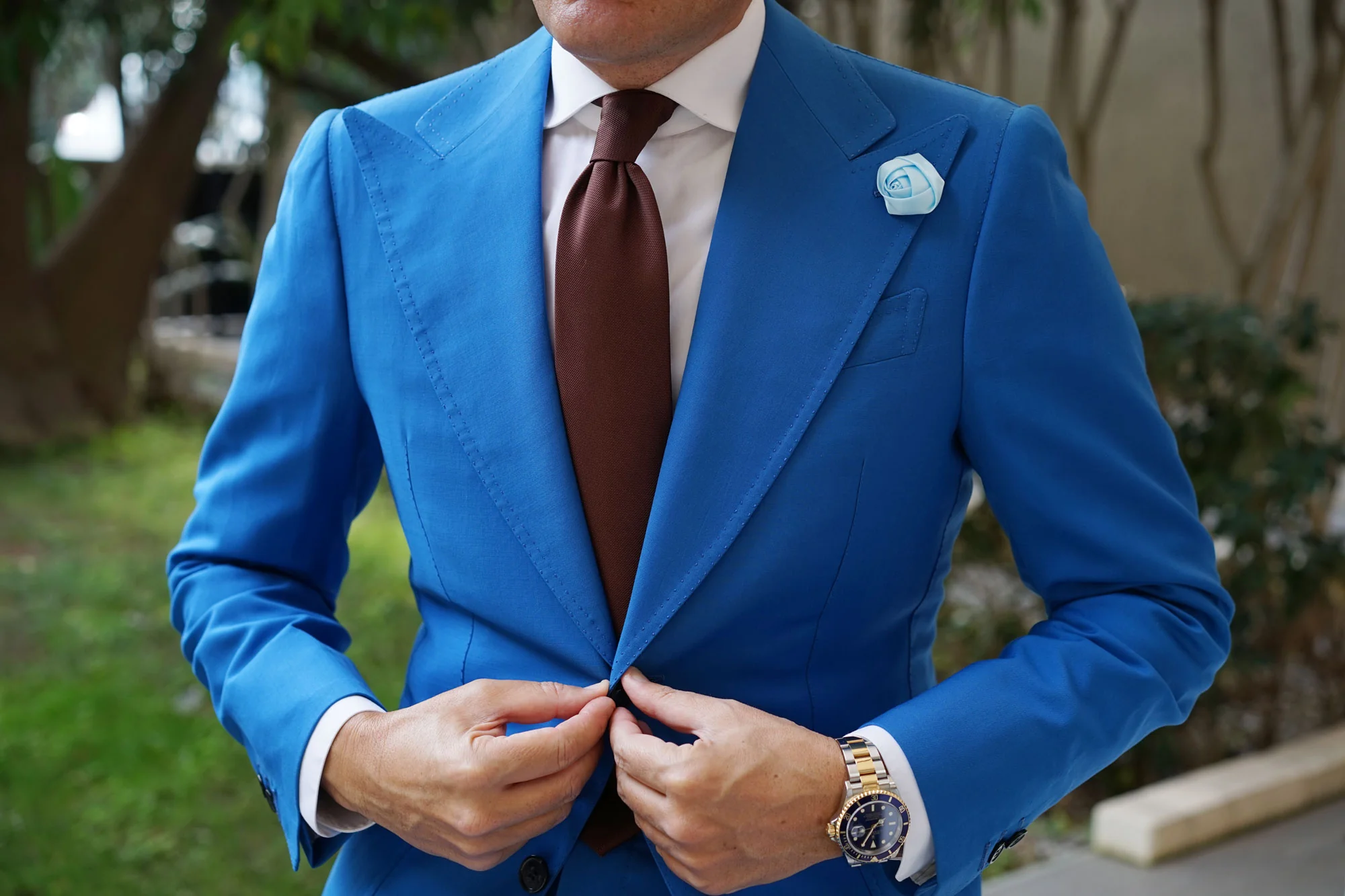 Sea Foam Blue Lapel Flower - Image 5