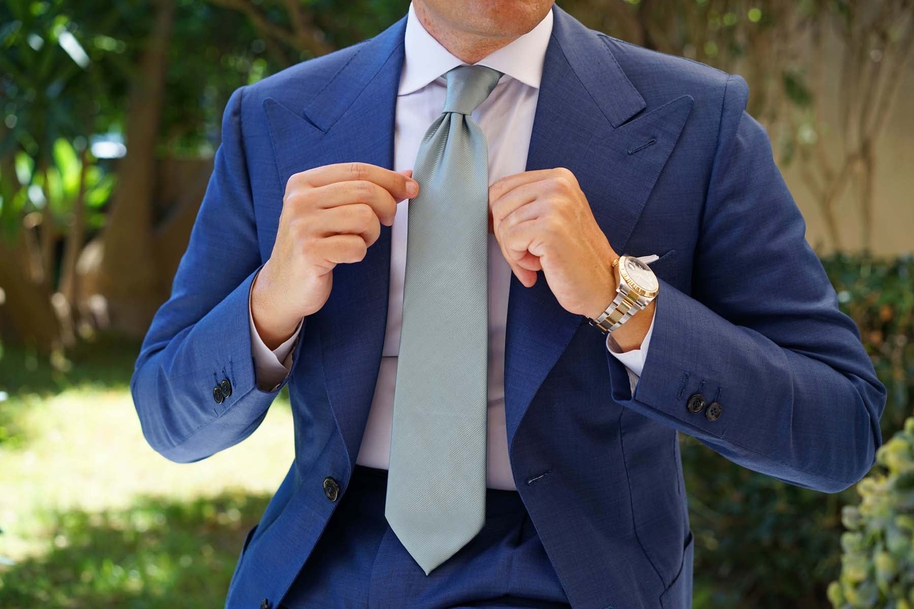 Silver Sage Twill Necktie - Image 10