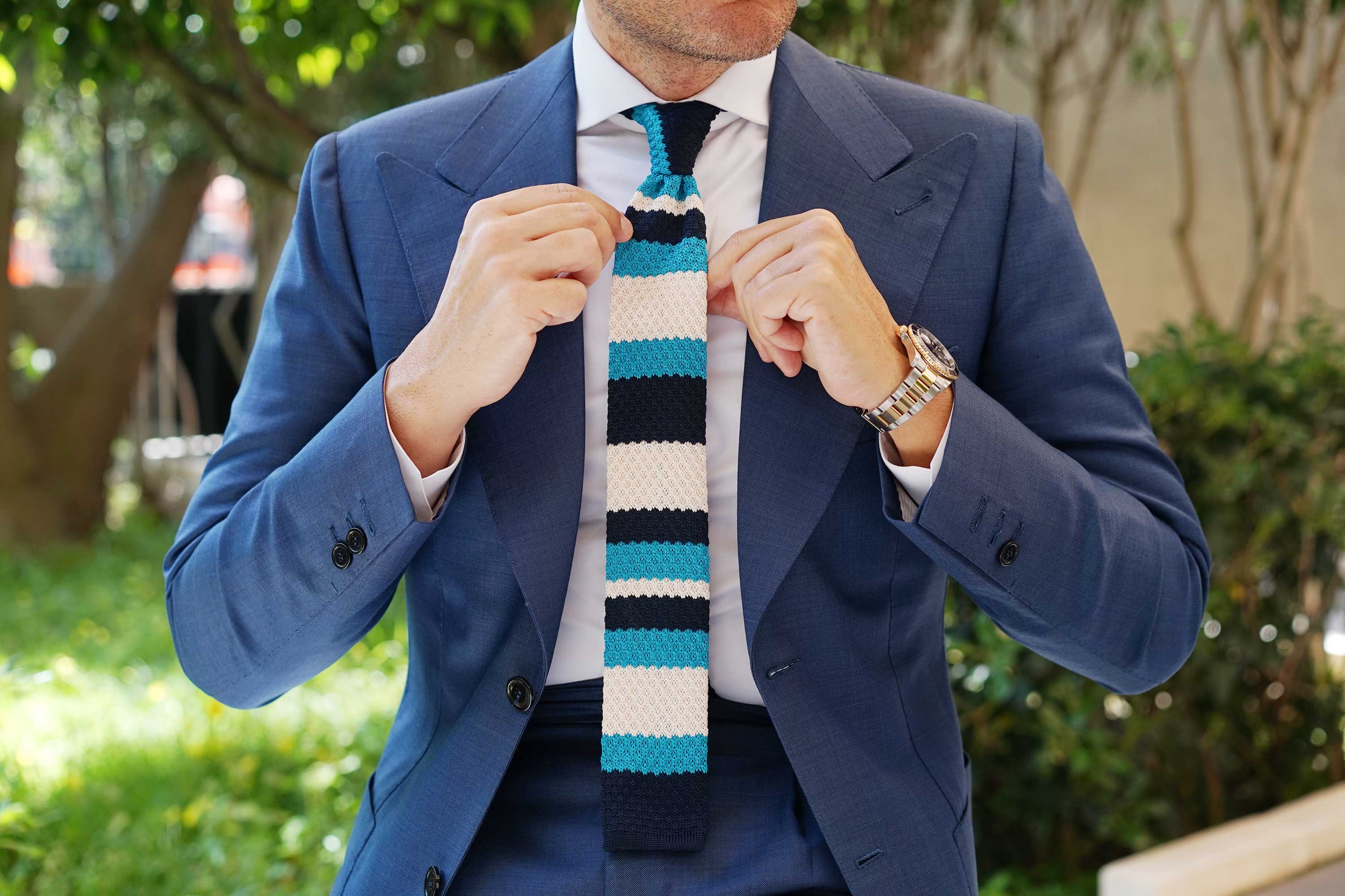 Sinatra Blue Knitted Tie - Image 3