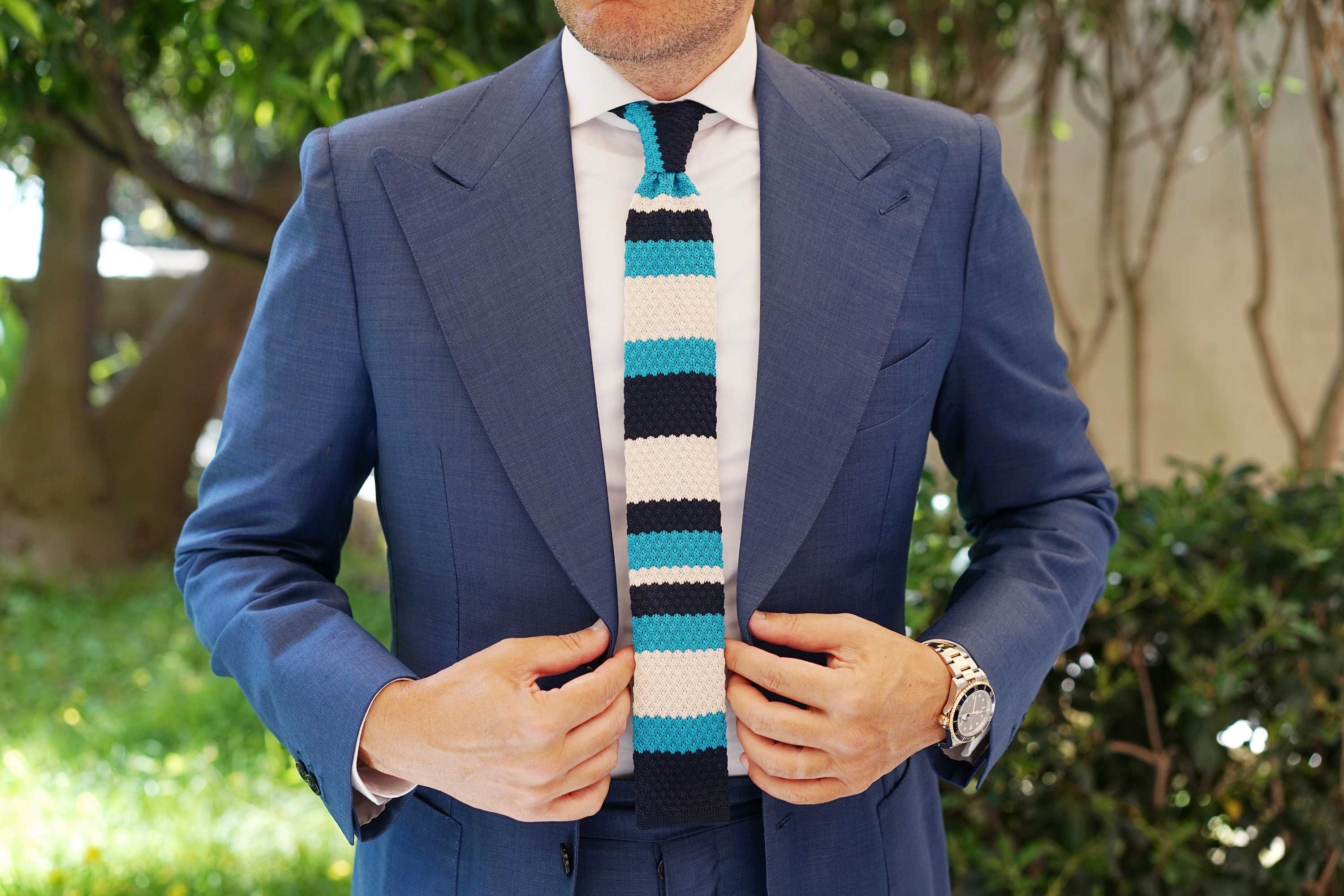Sinatra Blue Knitted Tie - Image 5