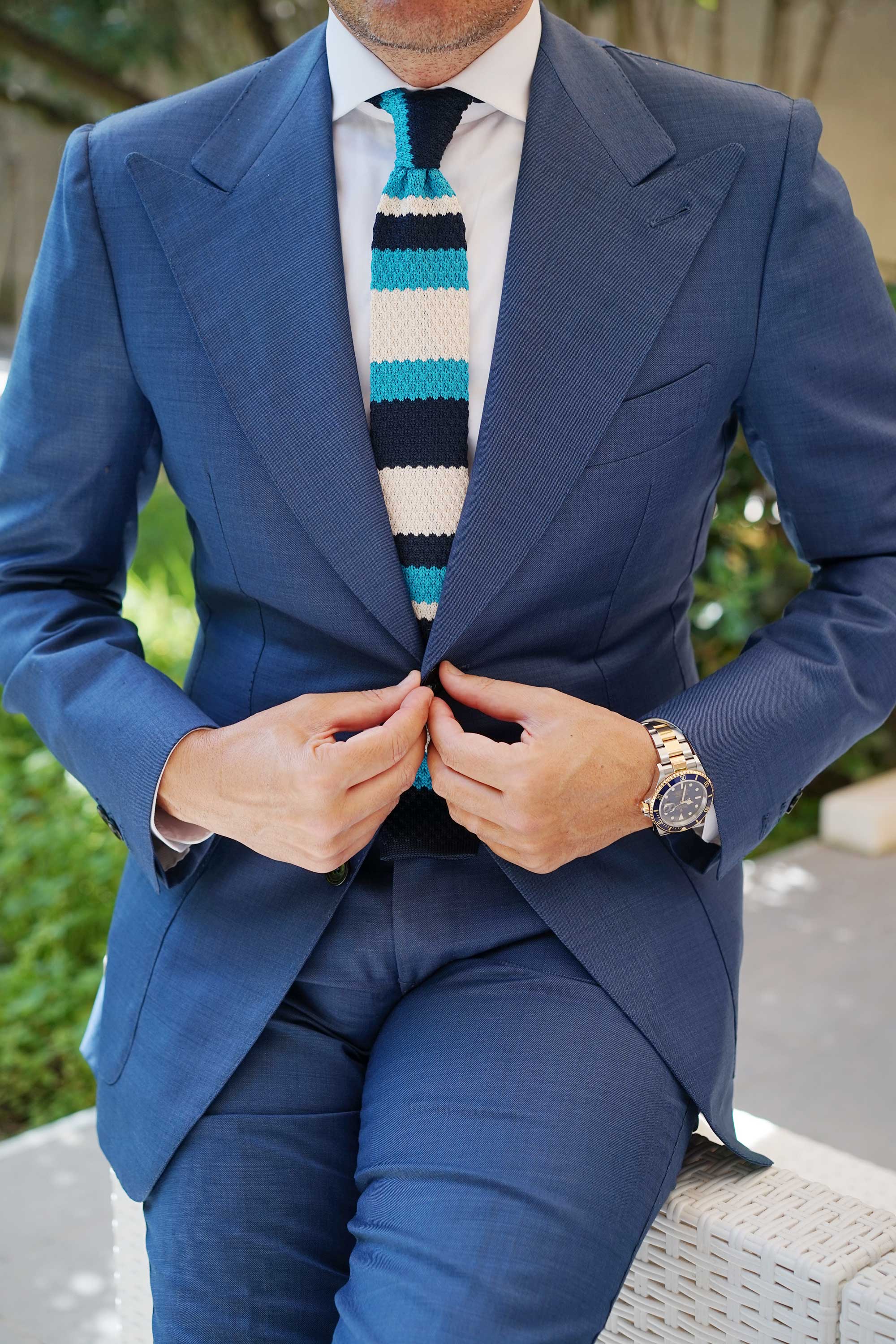 Sinatra Blue Knitted Tie - Image 7