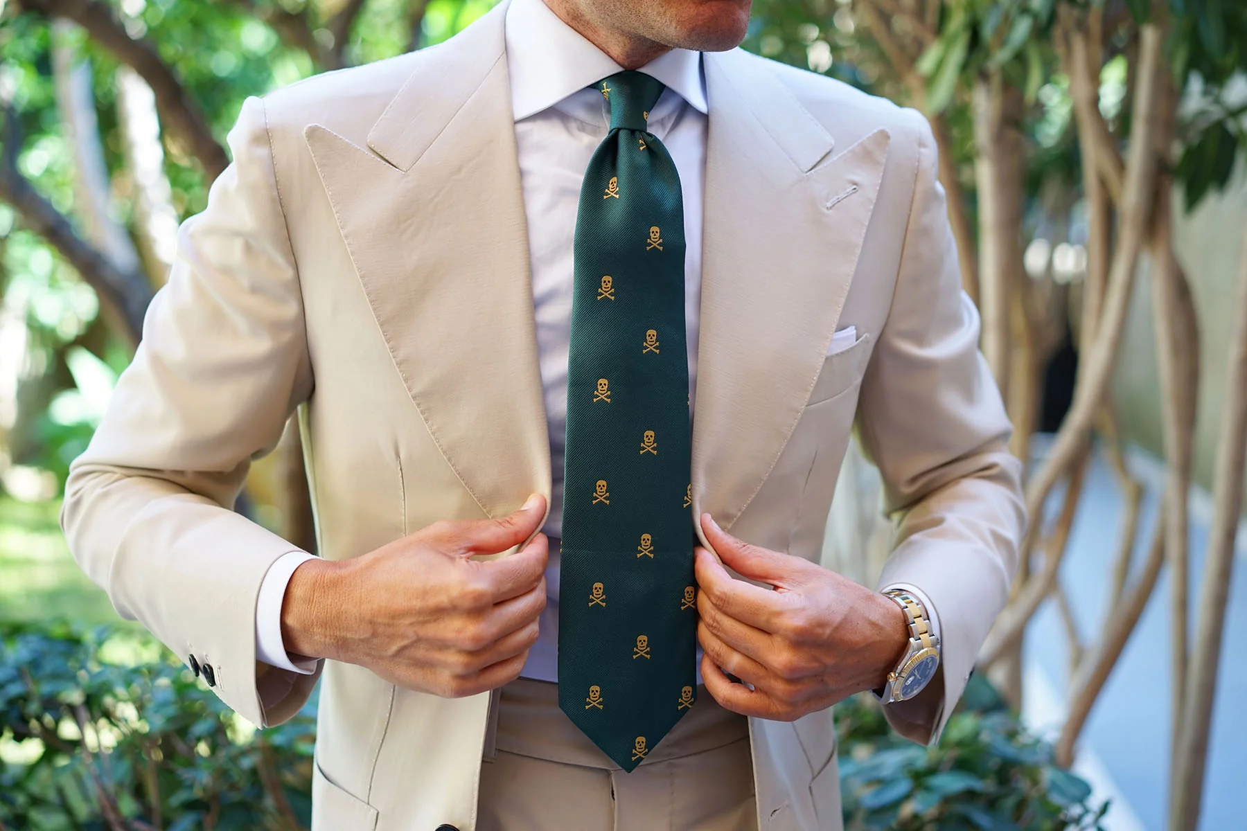 Skull & Crossbones Green Tie - Image 6