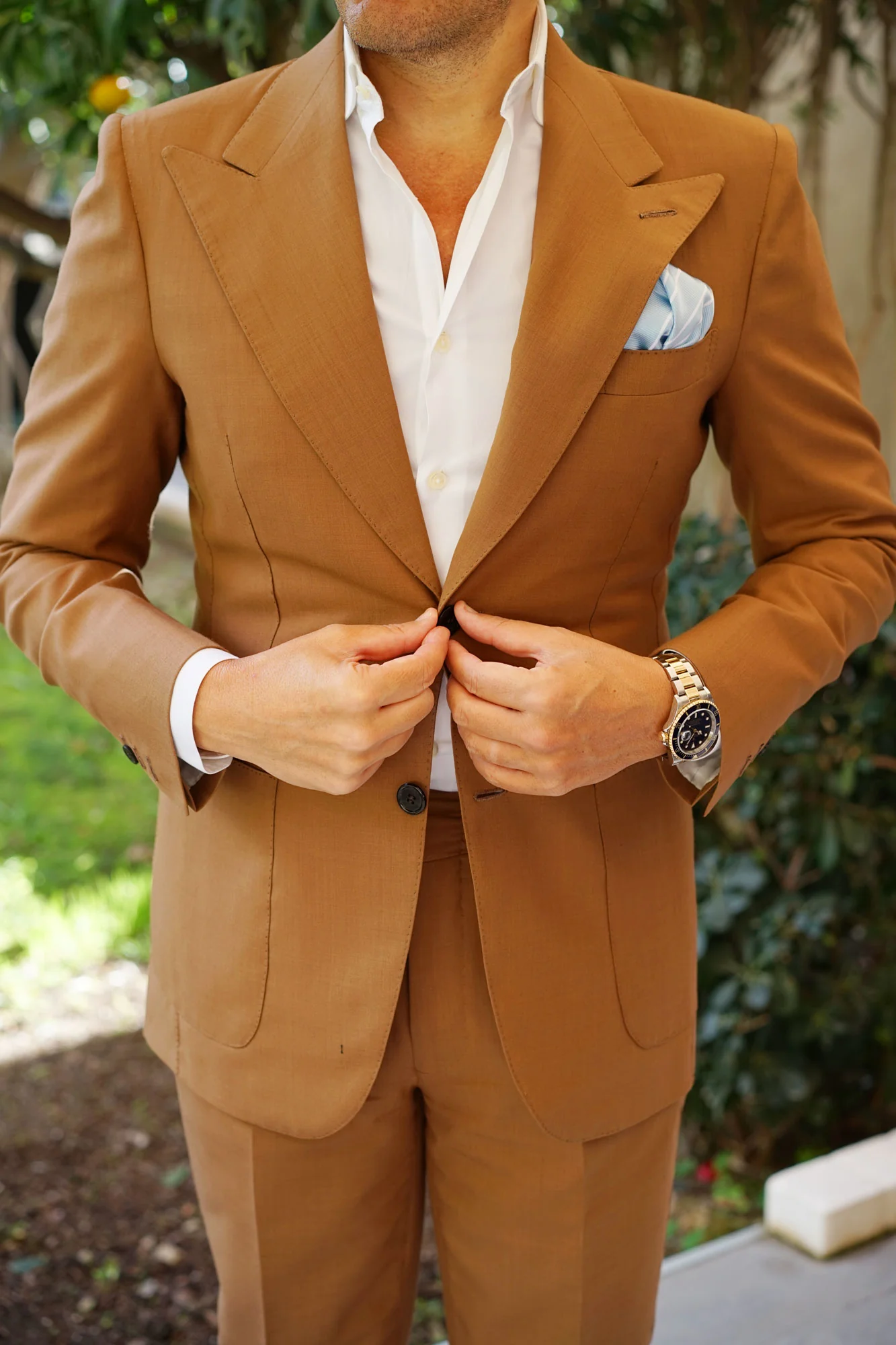 Sky Light Blue Double Stripe Pocket Square - Image 4