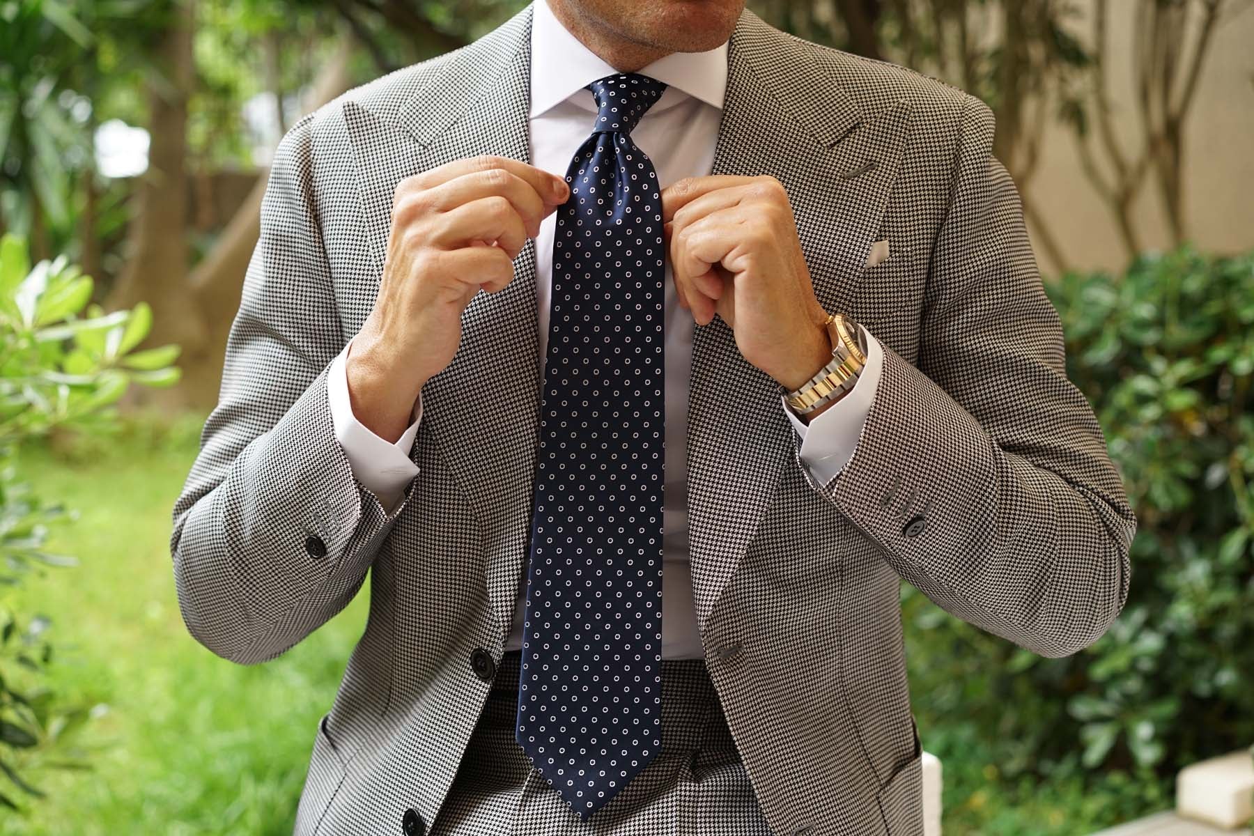 St Barts Navy Polka Dot Necktie - Image 6