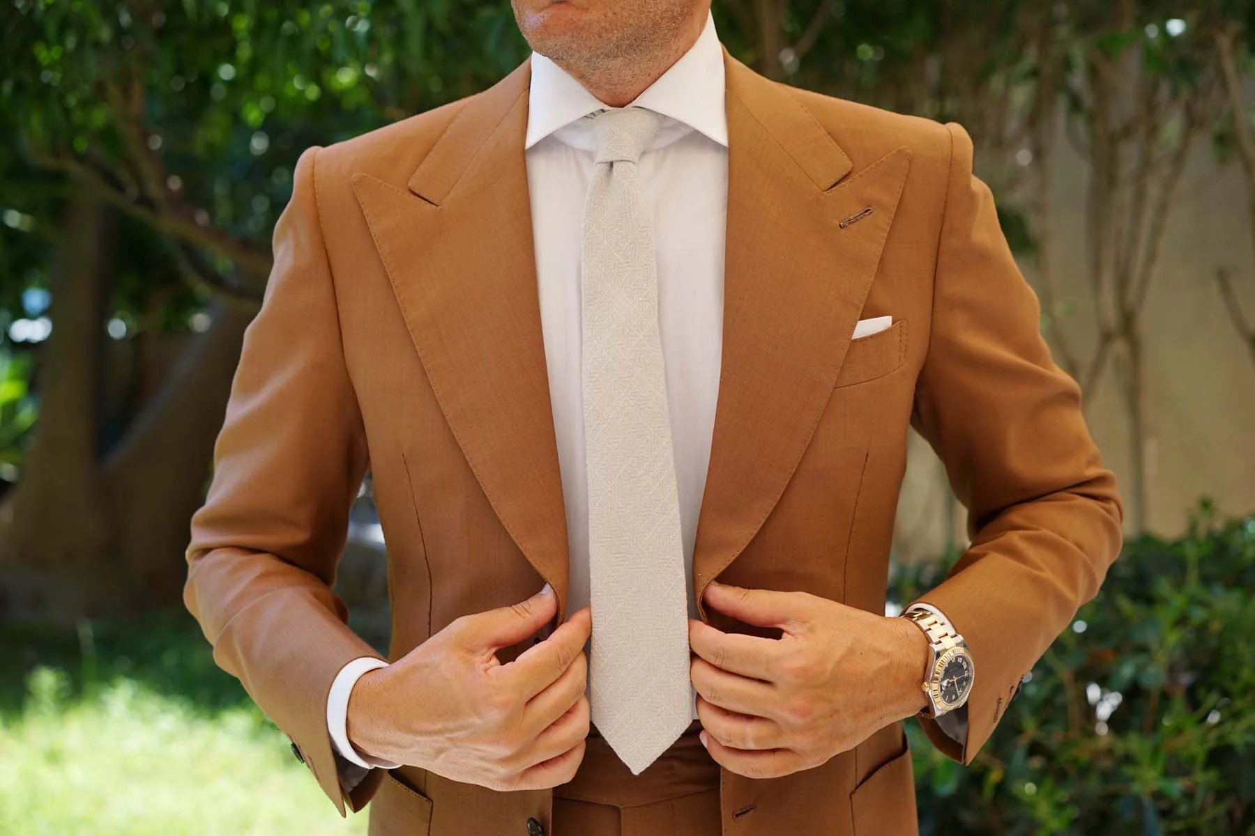 Sterling Silver Grey Linen Skinny Tie - Image 6
