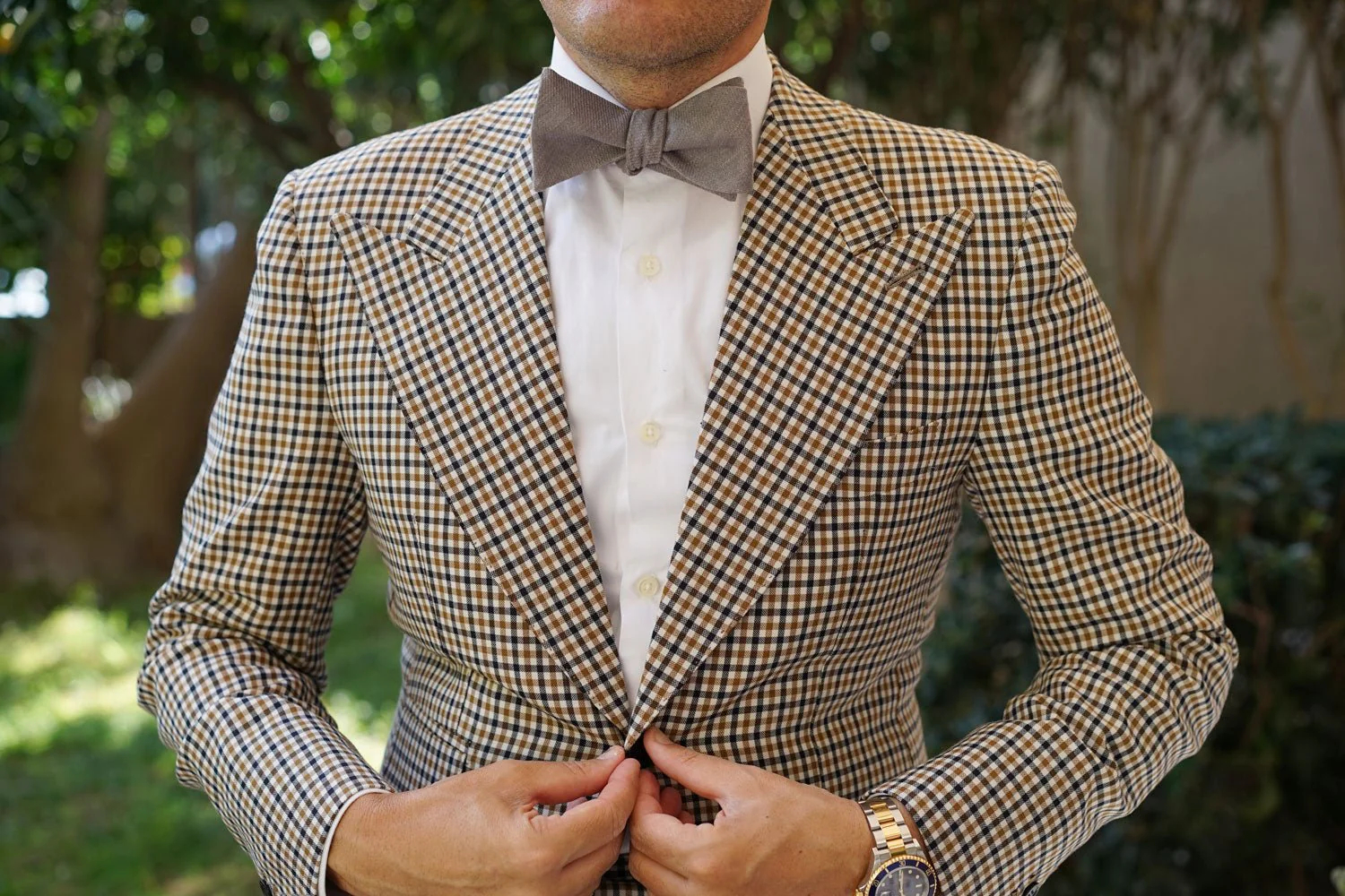 Stone Grey Portobello Slub Linen Self Bow Tie - Image 11