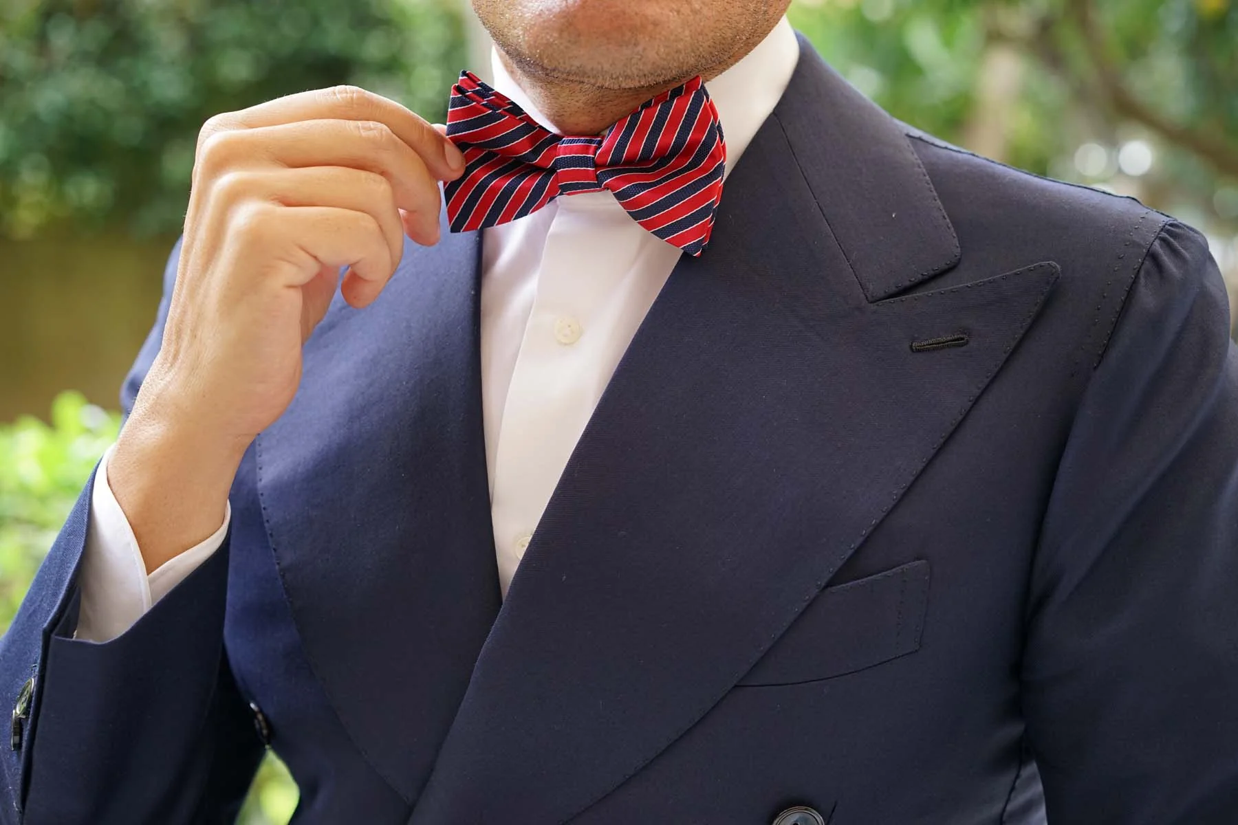 Striped Maroon with Navy Blue Bow Tie - Image 4