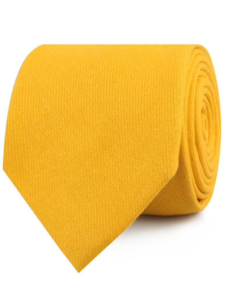 Sunflower Yellow Chevron Linen Necktie - Image 2