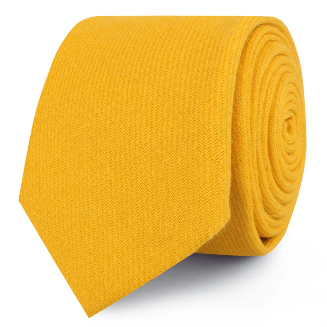 Sunflower Yellow Chevron Linen Skinny Tie - Image 2