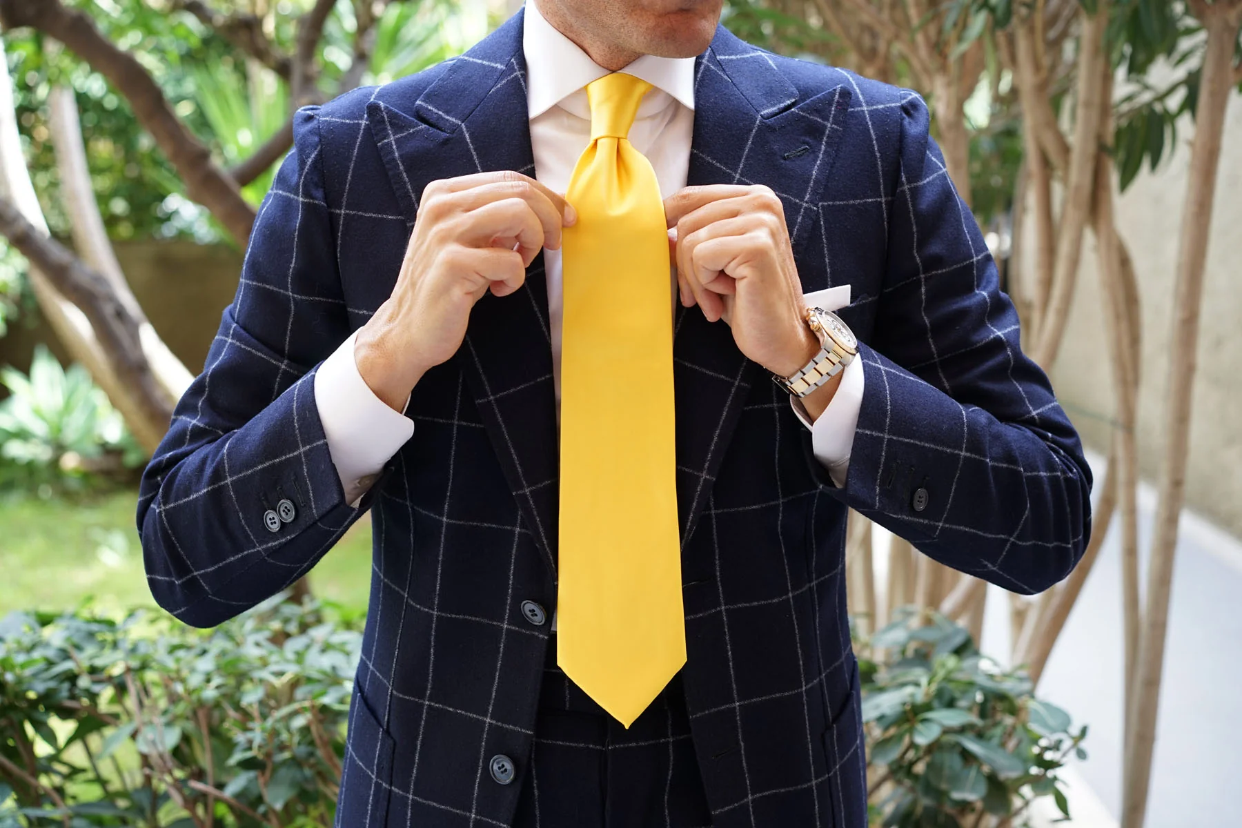 Sunflower Yellow Satin Necktie - Image 6