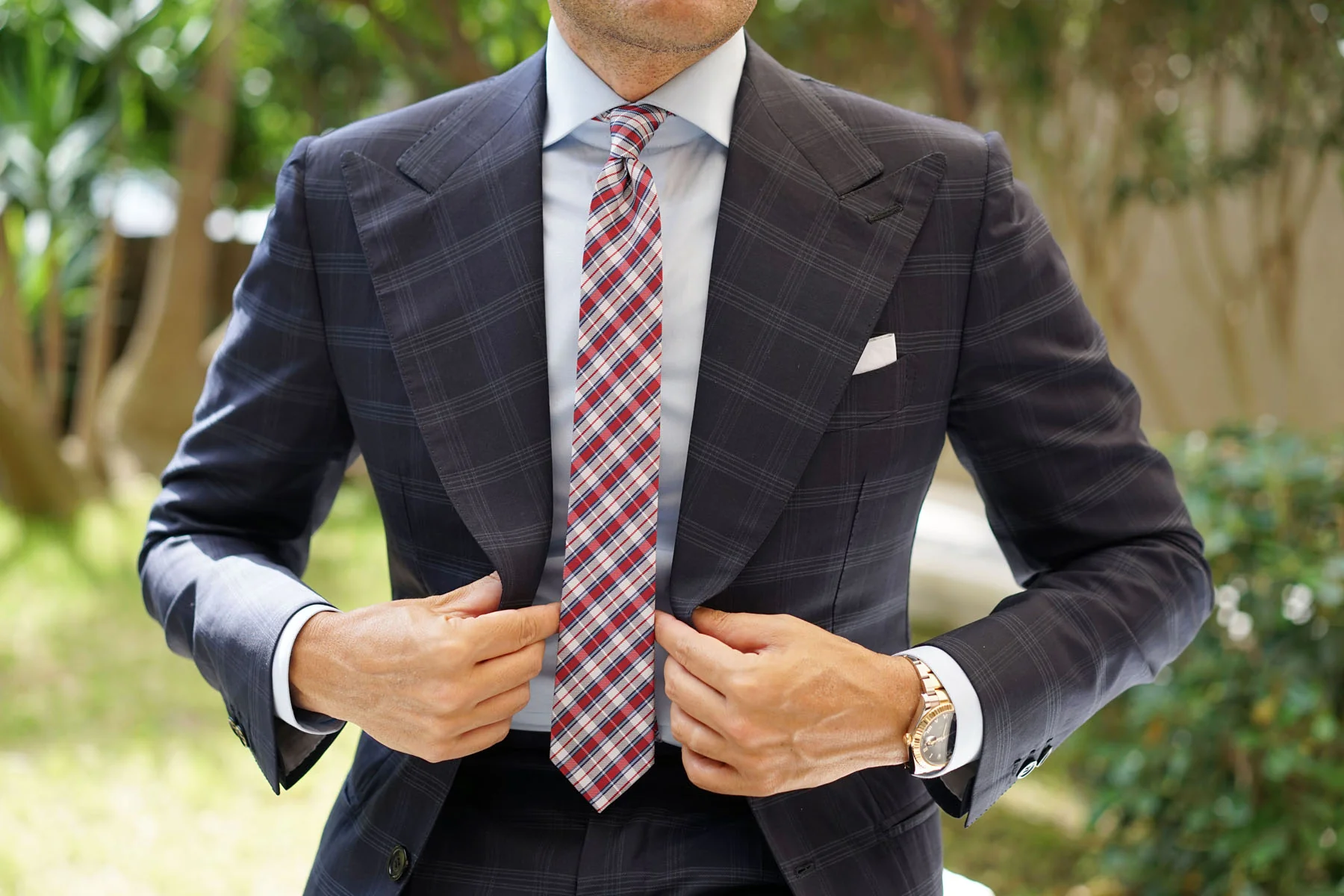 Tango Maroon with Blue Stripes Skinny Tie - Image 5