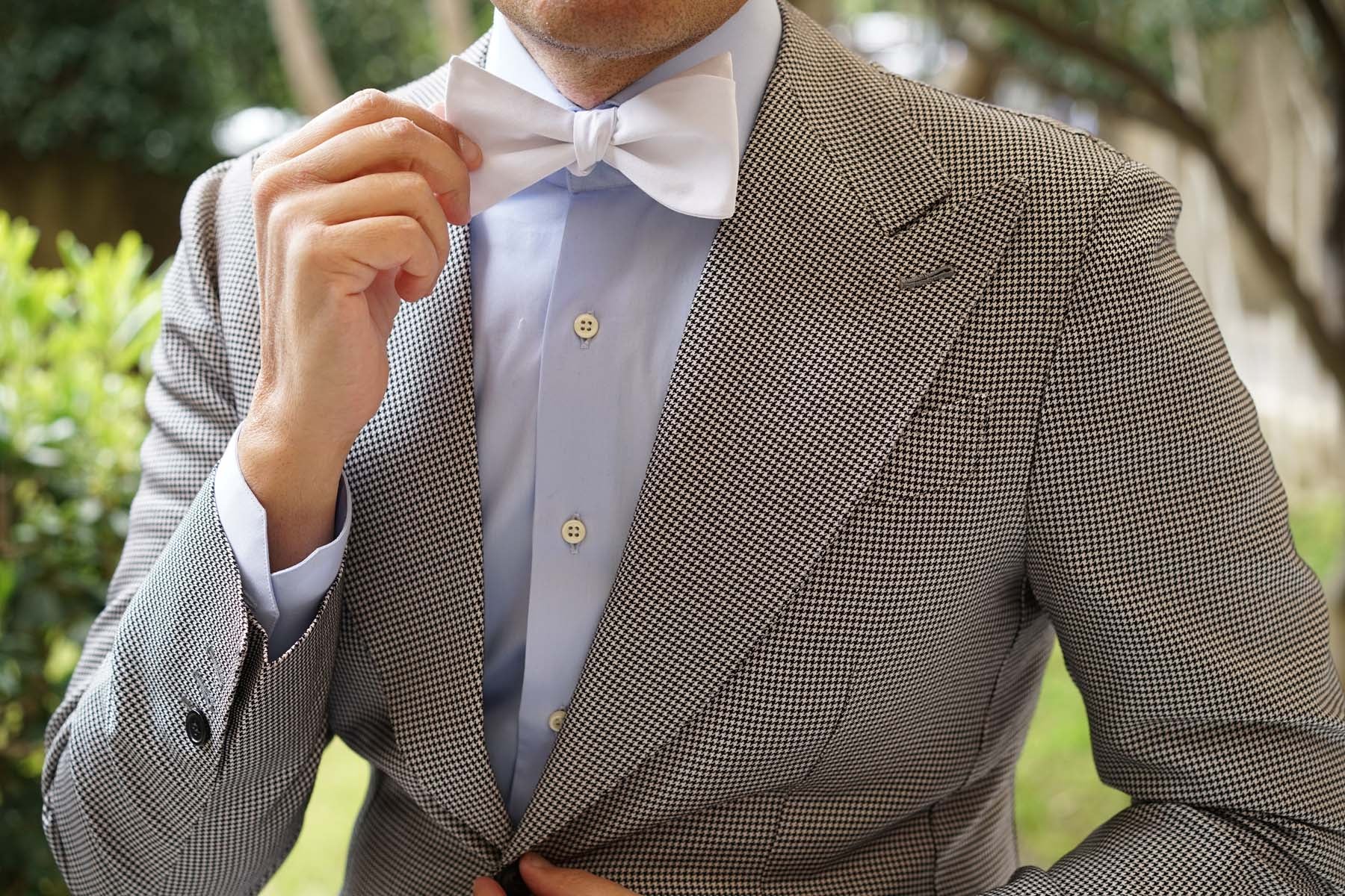The OTAA White Cotton Self Tie Bow Tie - Image 7