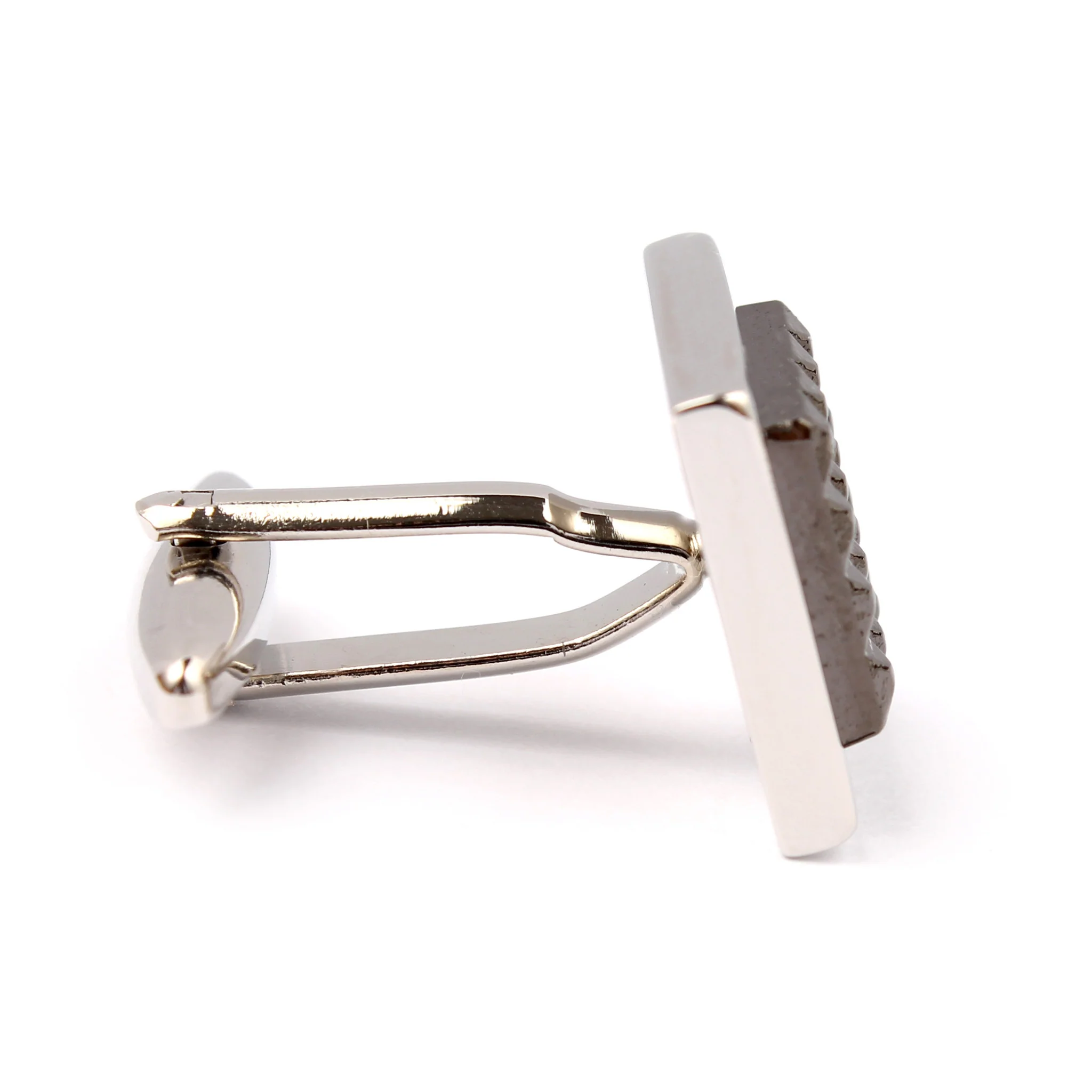 The Silver with Gunmetal Egyptian Pyramids Cufflinks - Image 4