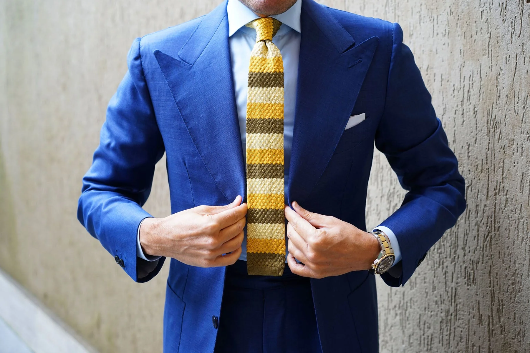 Three Shades of Yellow Knitted Tie - Image 10