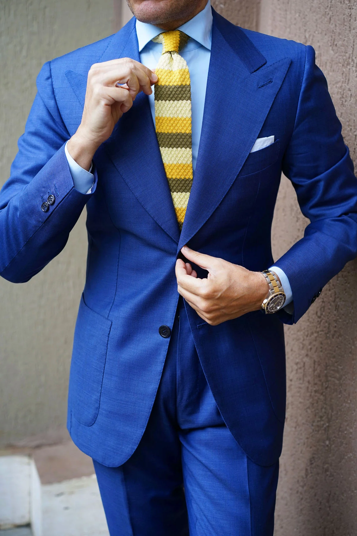 Three Shades of Yellow Knitted Tie - Image 11