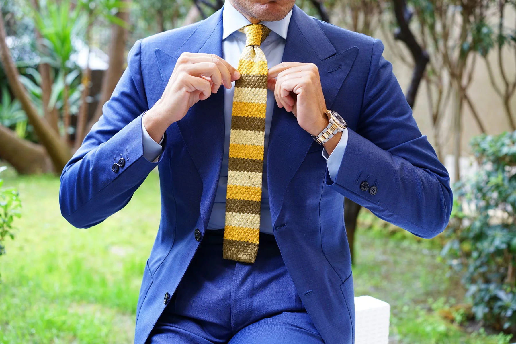 Three Shades of Yellow Knitted Tie - Image 3