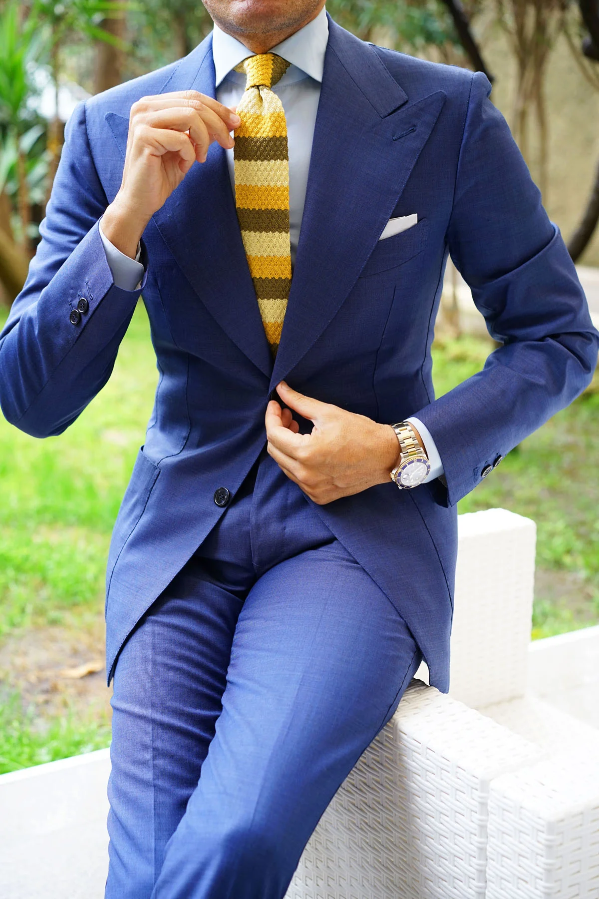 Three Shades of Yellow Knitted Tie - Image 4