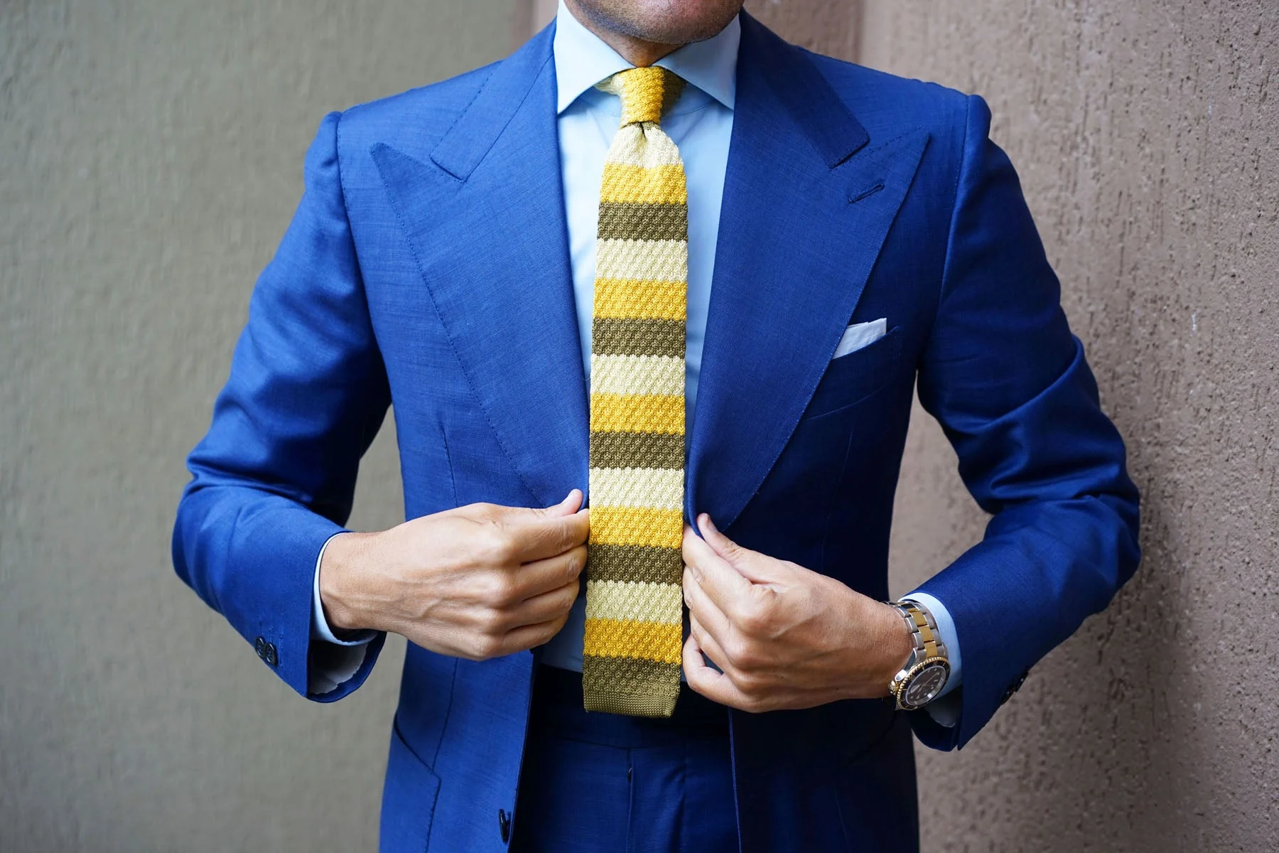 Three Shades of Yellow Knitted Tie - Image 5
