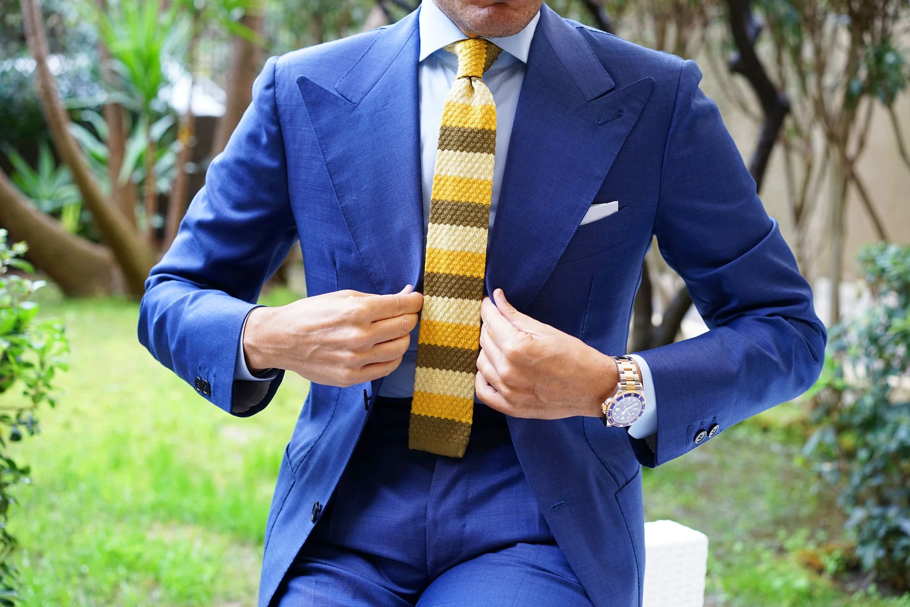 Three Shades of Yellow Knitted Tie - Image 6