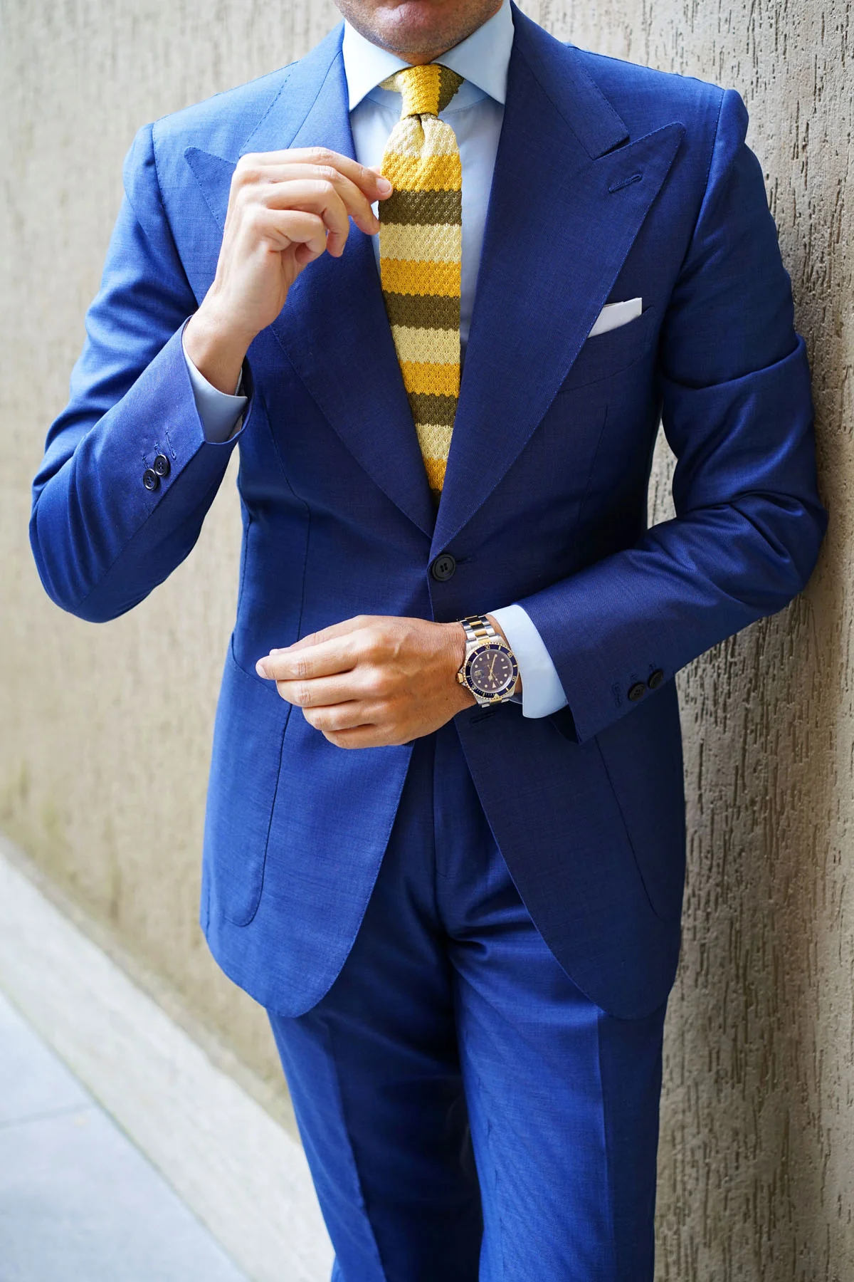 Three Shades of Yellow Knitted Tie - Image 7