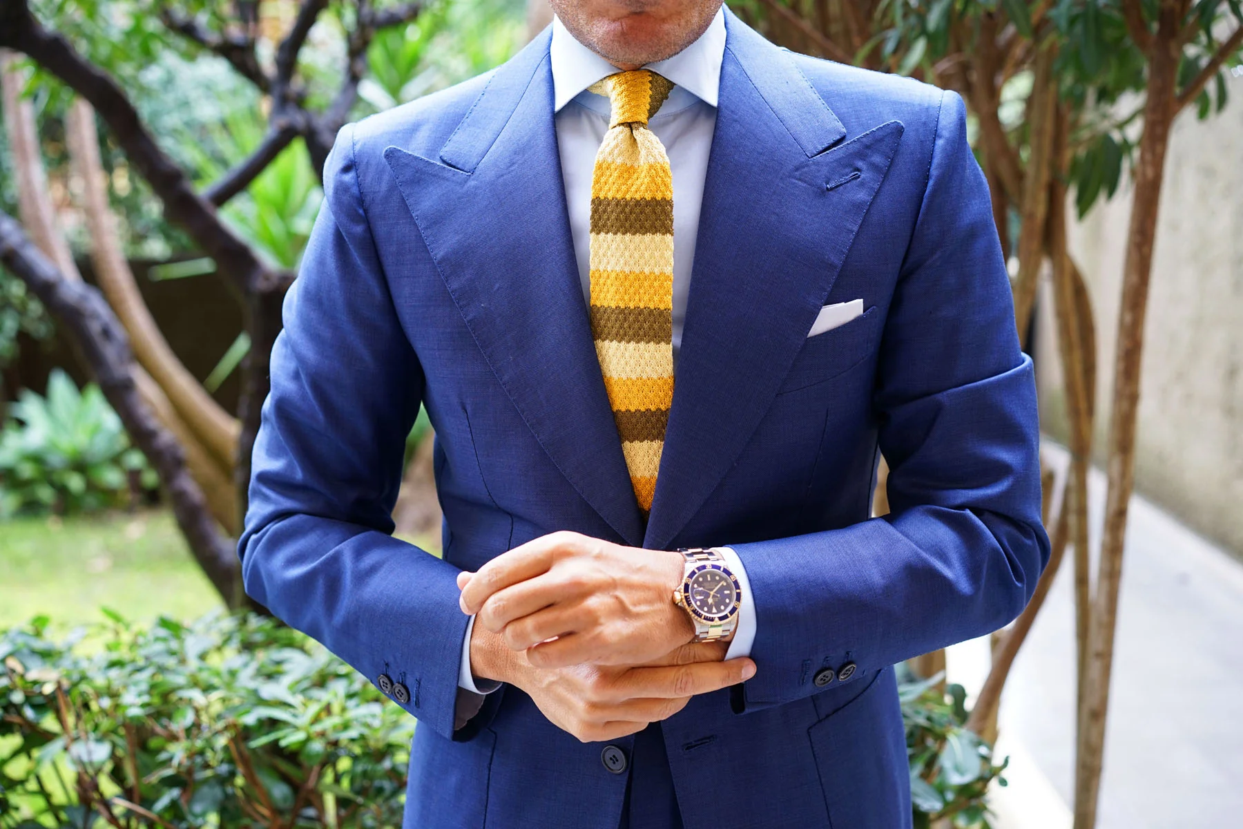 Three Shades of Yellow Knitted Tie - Image 8