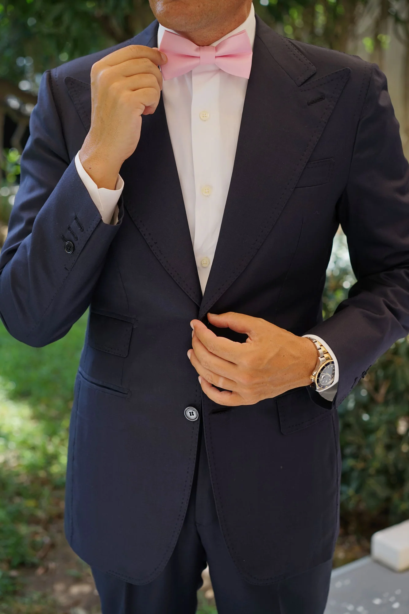 Tickled Pink Satin Bow Tie - Image 4