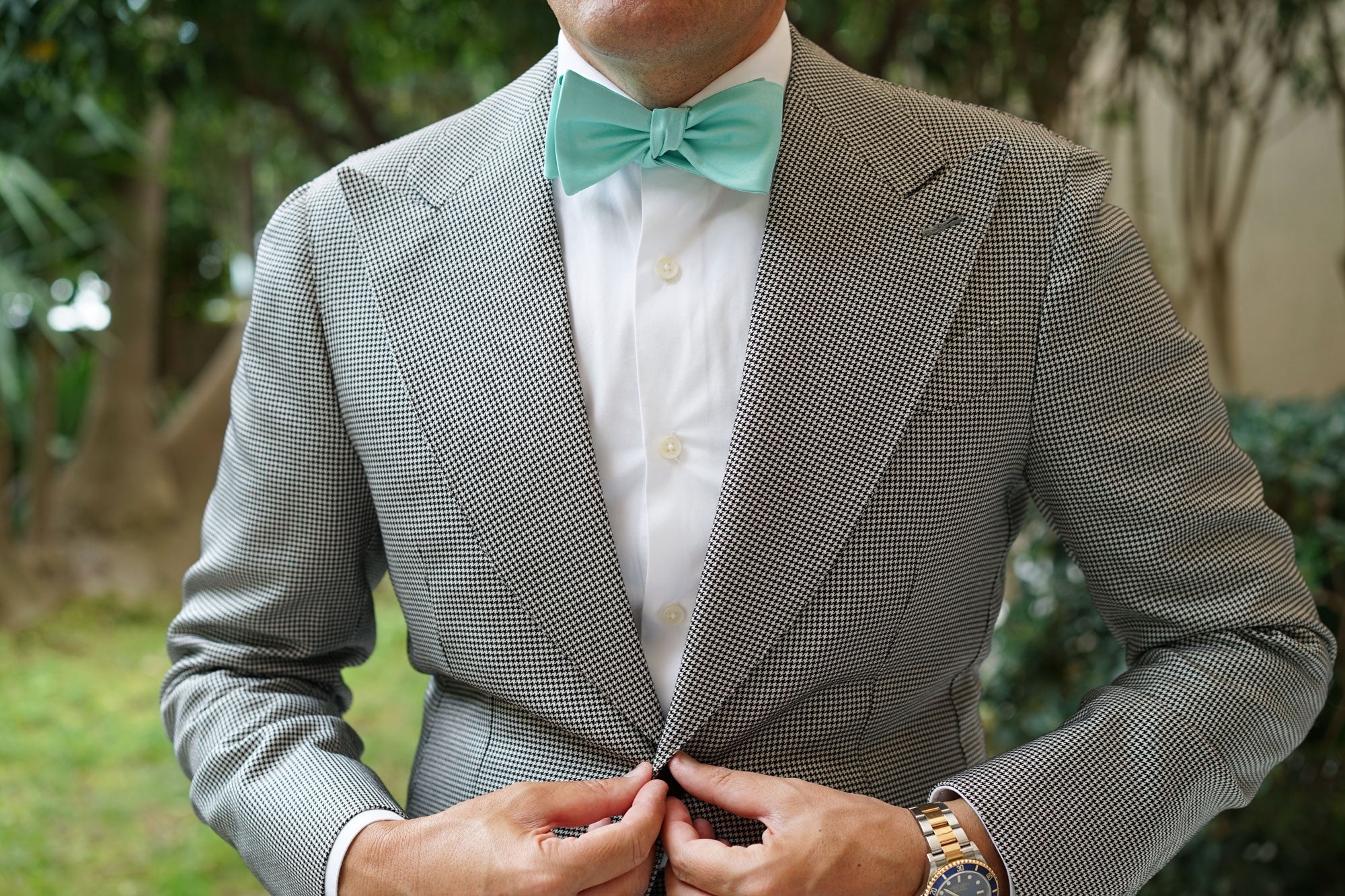 Tiffany Turquoise Spa Satin Self Bow Tie - Image 4