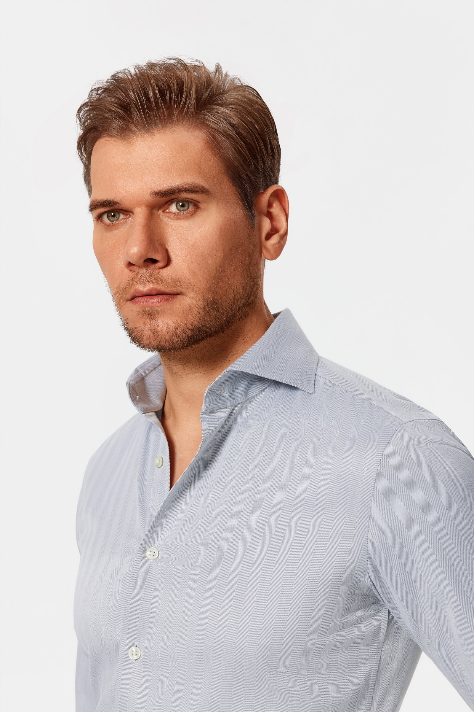 Van Patten Gray Herringbone Lucious Non-Iron Shirt - Image 13